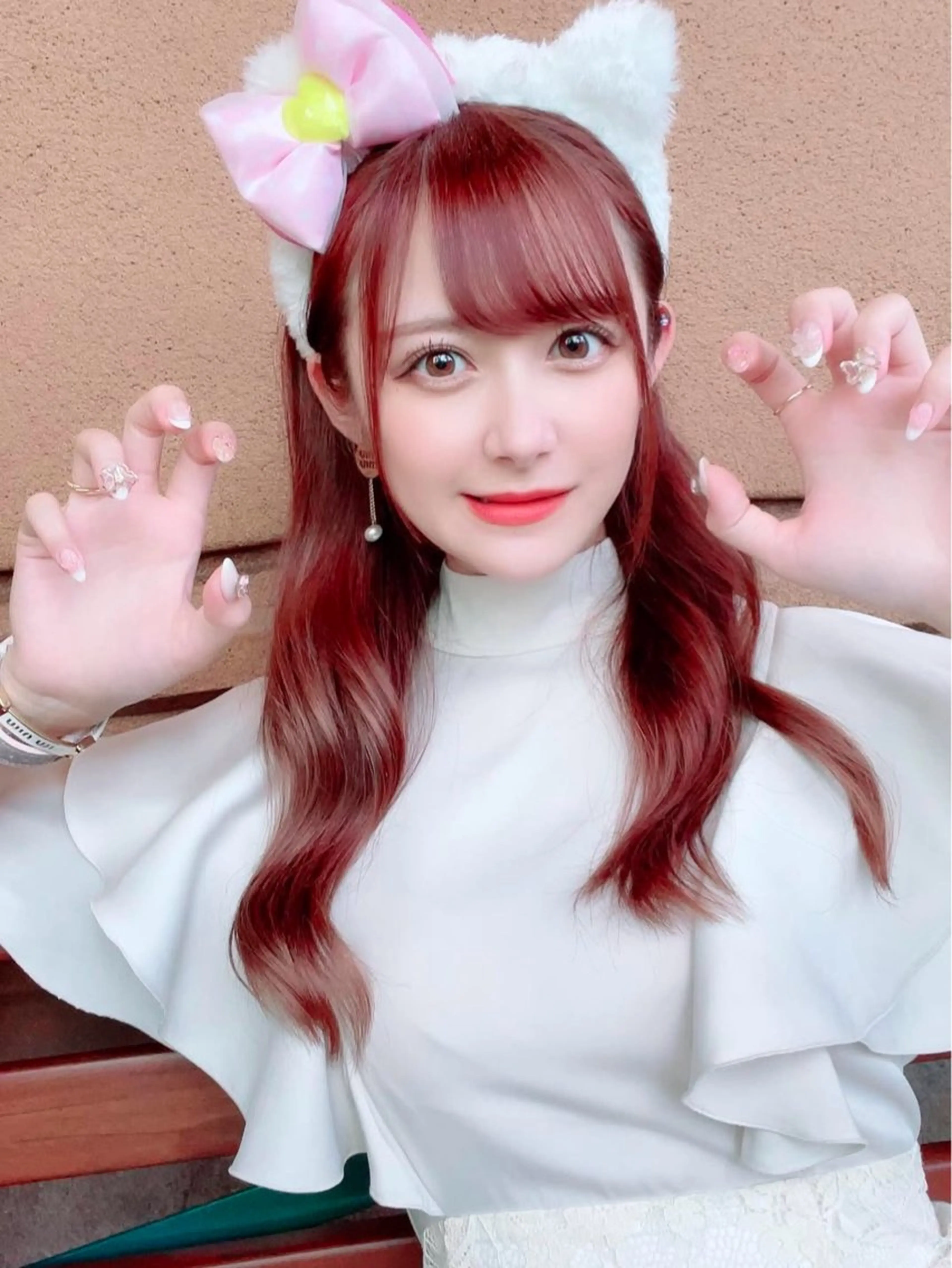 ロング カラー ブリーチ ピンクカラー カット ヘアカラー トリートメント 韓国レイヤー×透明感 髪質改善　武田涼のヘアスタイル