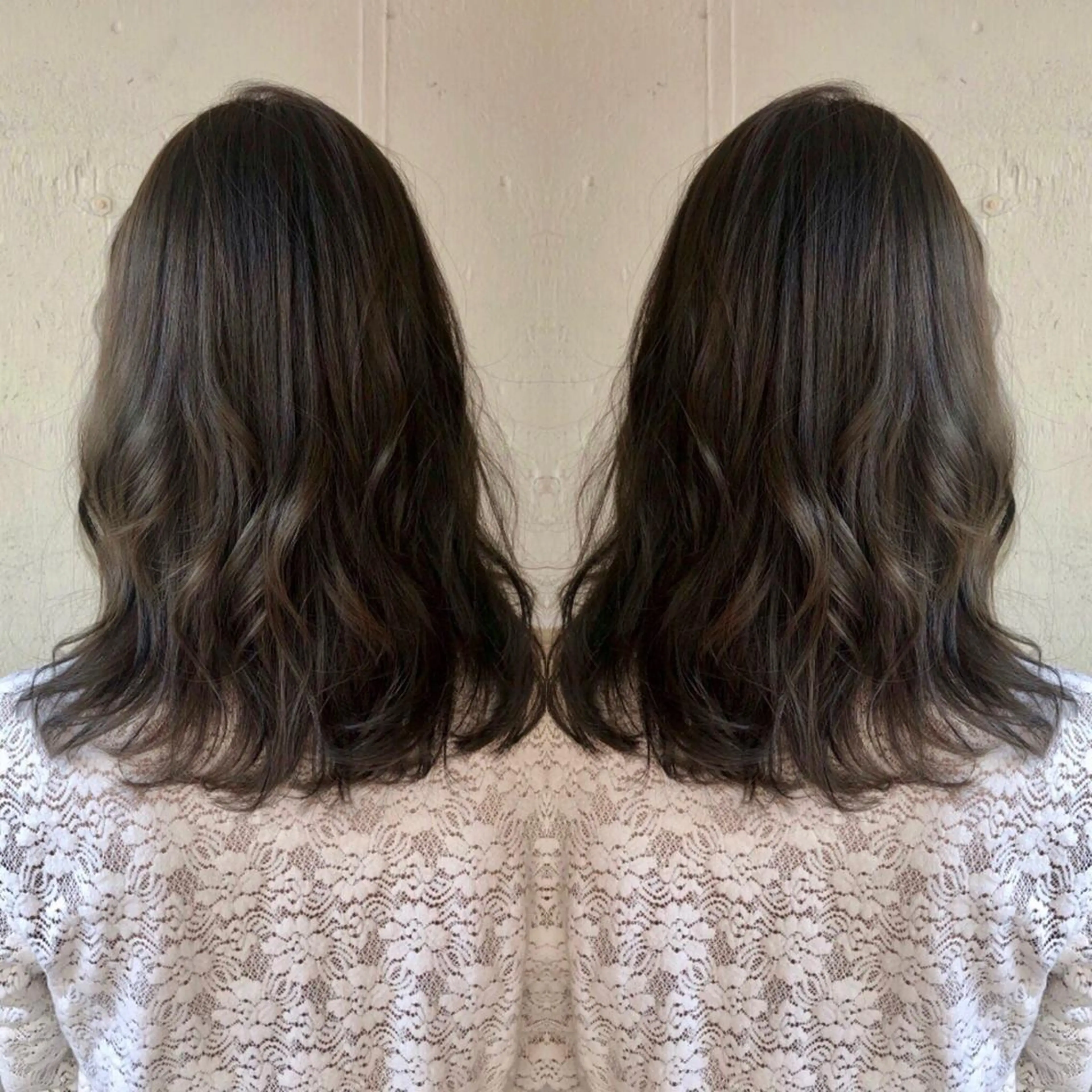 ミディアム アッシュ カット ヘアカラー トリートメント あらき ちさとのヘアスタイル