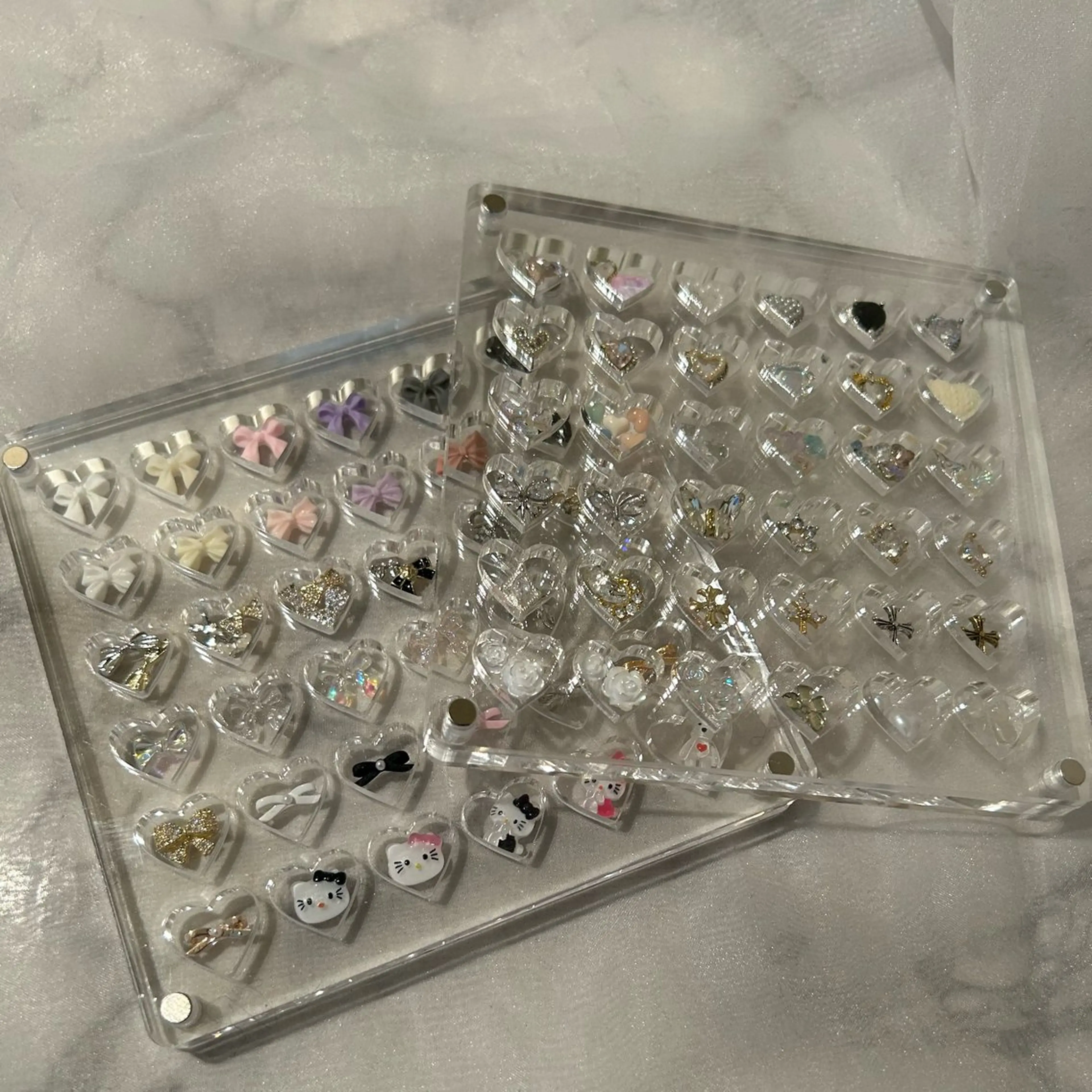 ネイル フレンチネイル ガーリー ハート キラキラネイル 韓国ネイル lyly.nail所属・lylynail YUUKAのネイルデザイン