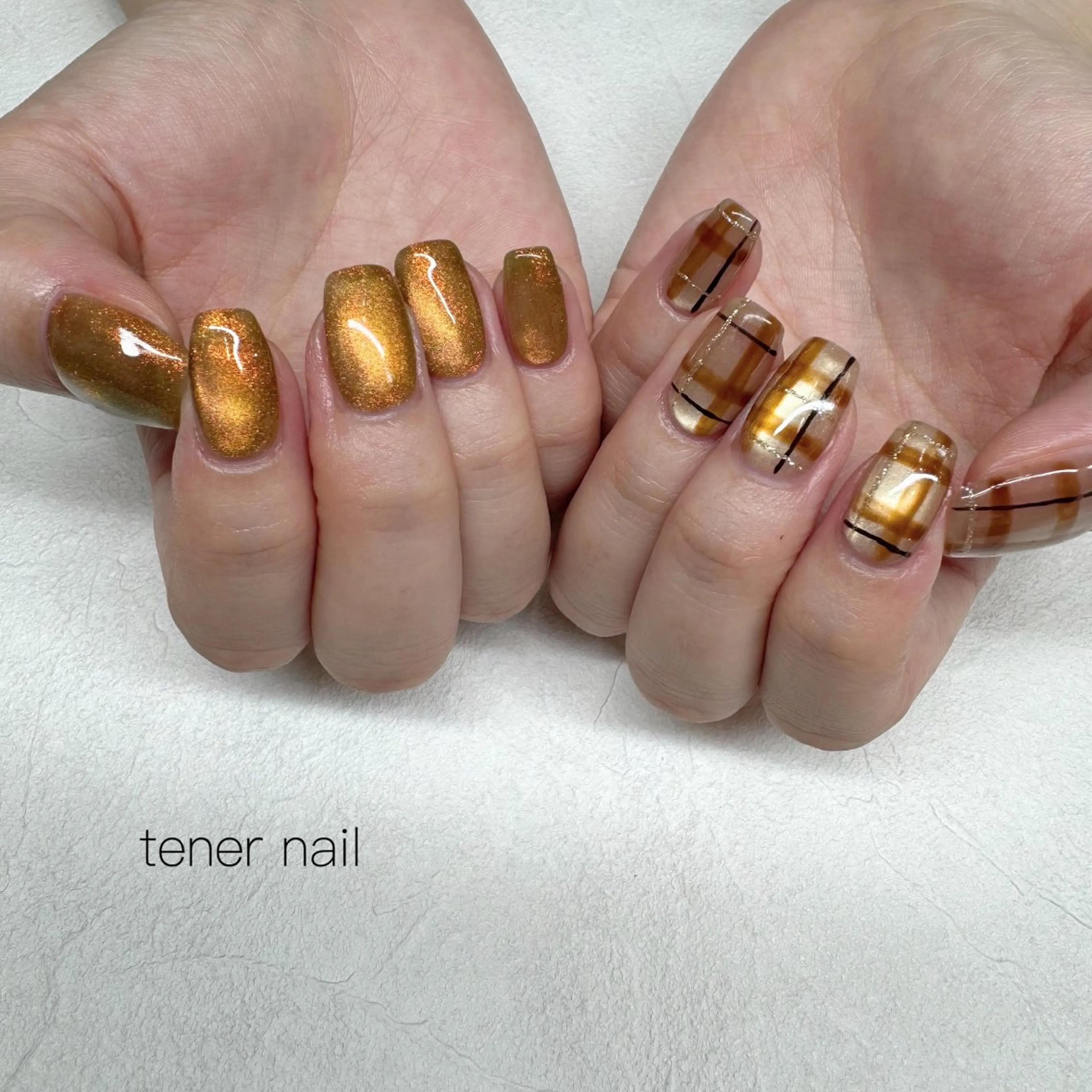 ネイル マグネットネイル オレンジ ハンドネイル tener  nail  テネルネイル所属・テネルネイル tener nailのネイルデザイン