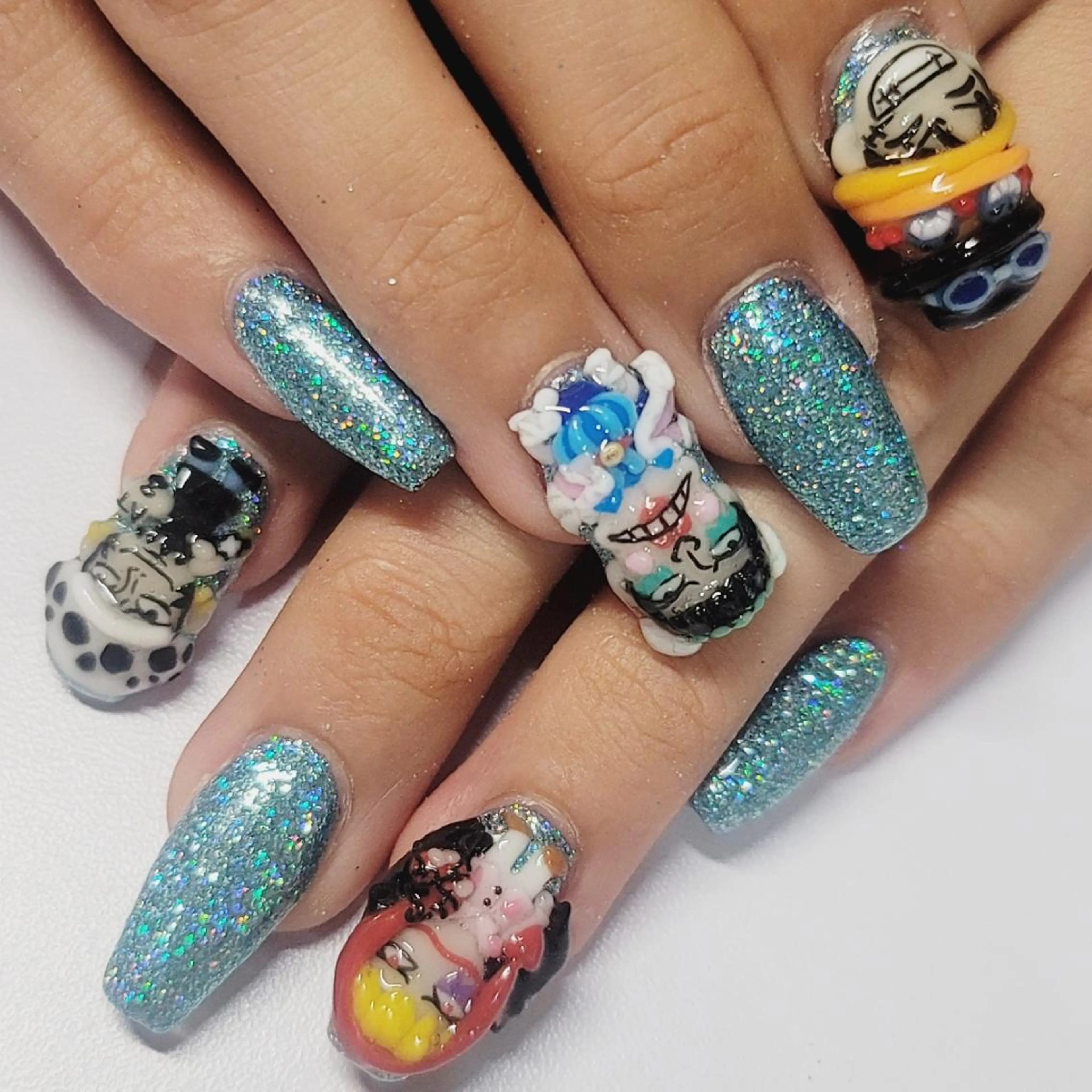 ネイル アートネイル オーロラネイル ブルー ラメ(グリッター) ワンカラーネイル ハンドネイル よしだ ひろきのネイルデザイン