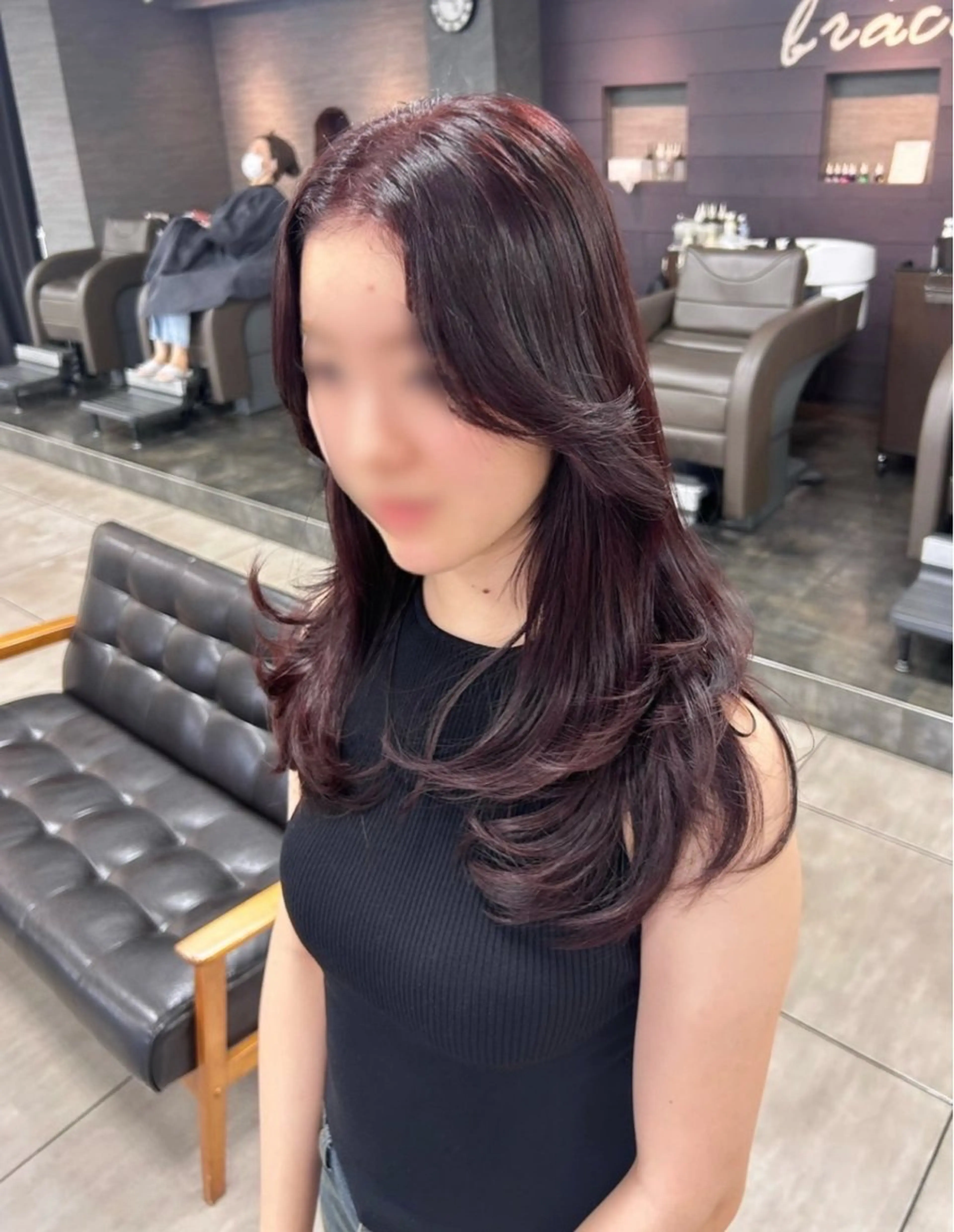 セミロング パープルカラー 縮毛矯正 カット ヘアカラー 🫧艶髪カラー🫧 森本くるみのヘアスタイル
