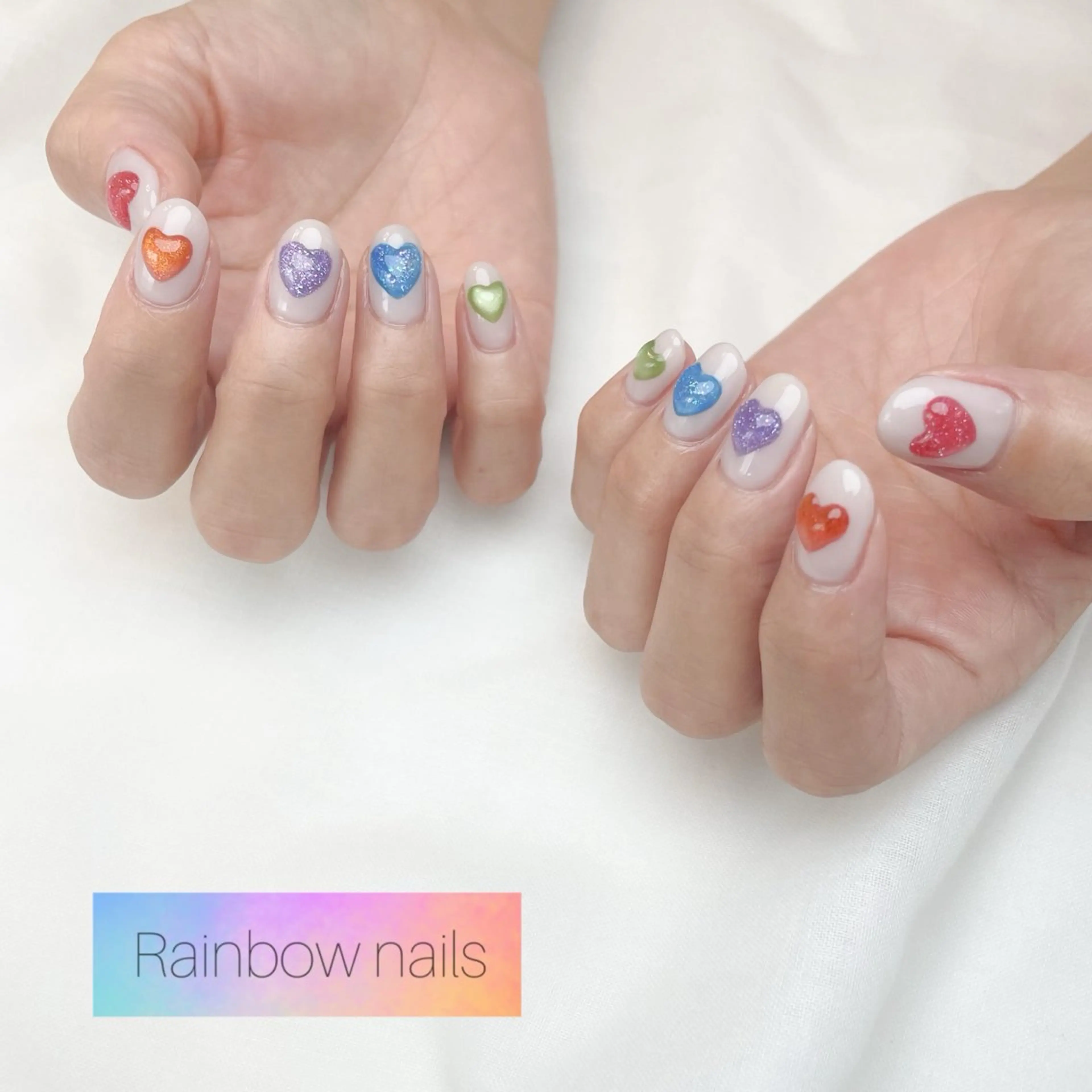ネイル ハンドネイル Rainbow nailsくろちゃんのネイルデザイン