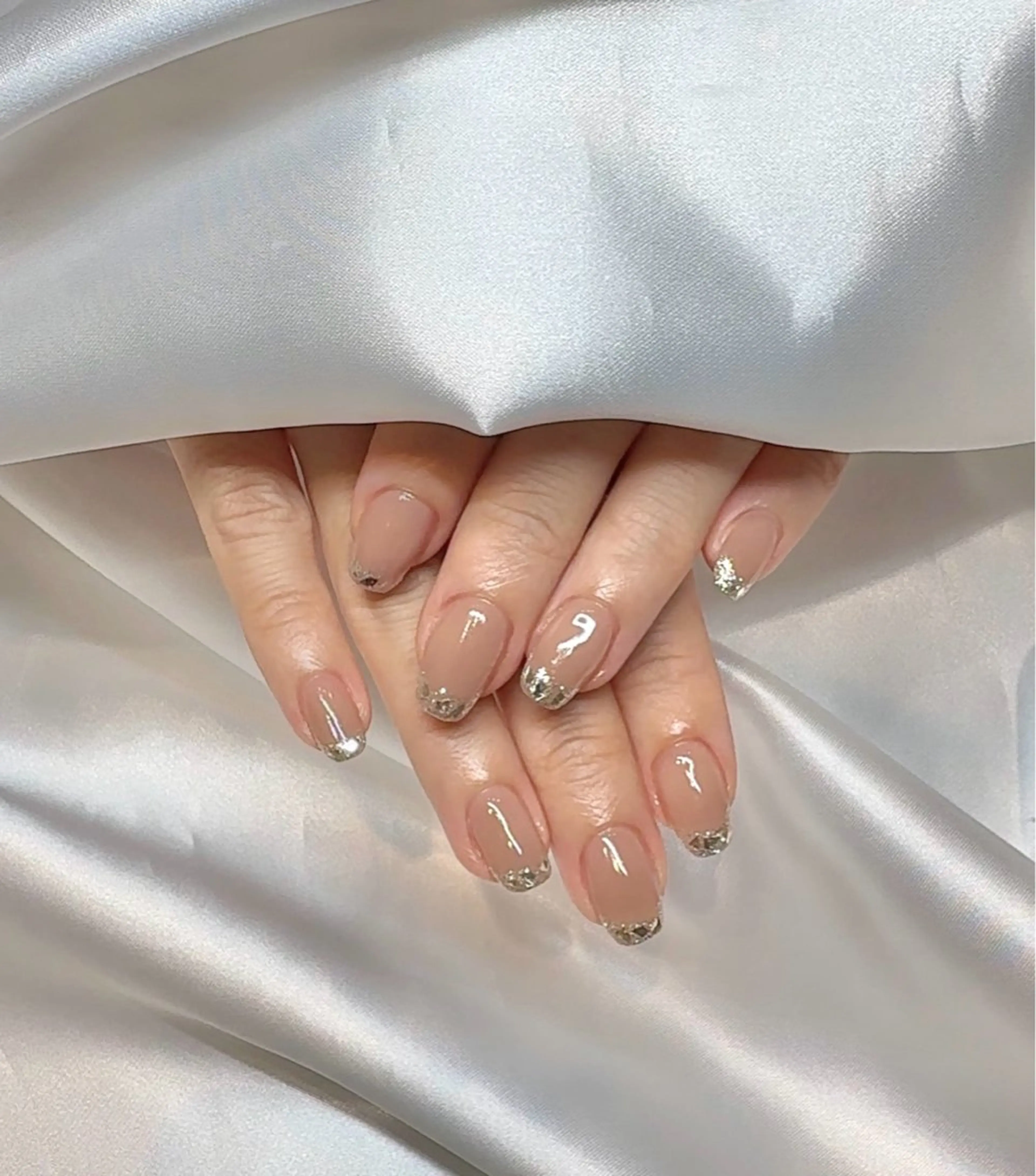 ネイル フレンチネイル ガラスフレンチ ハンドネイル nail  LATTE所属・nail Latteのネイルデザイン
