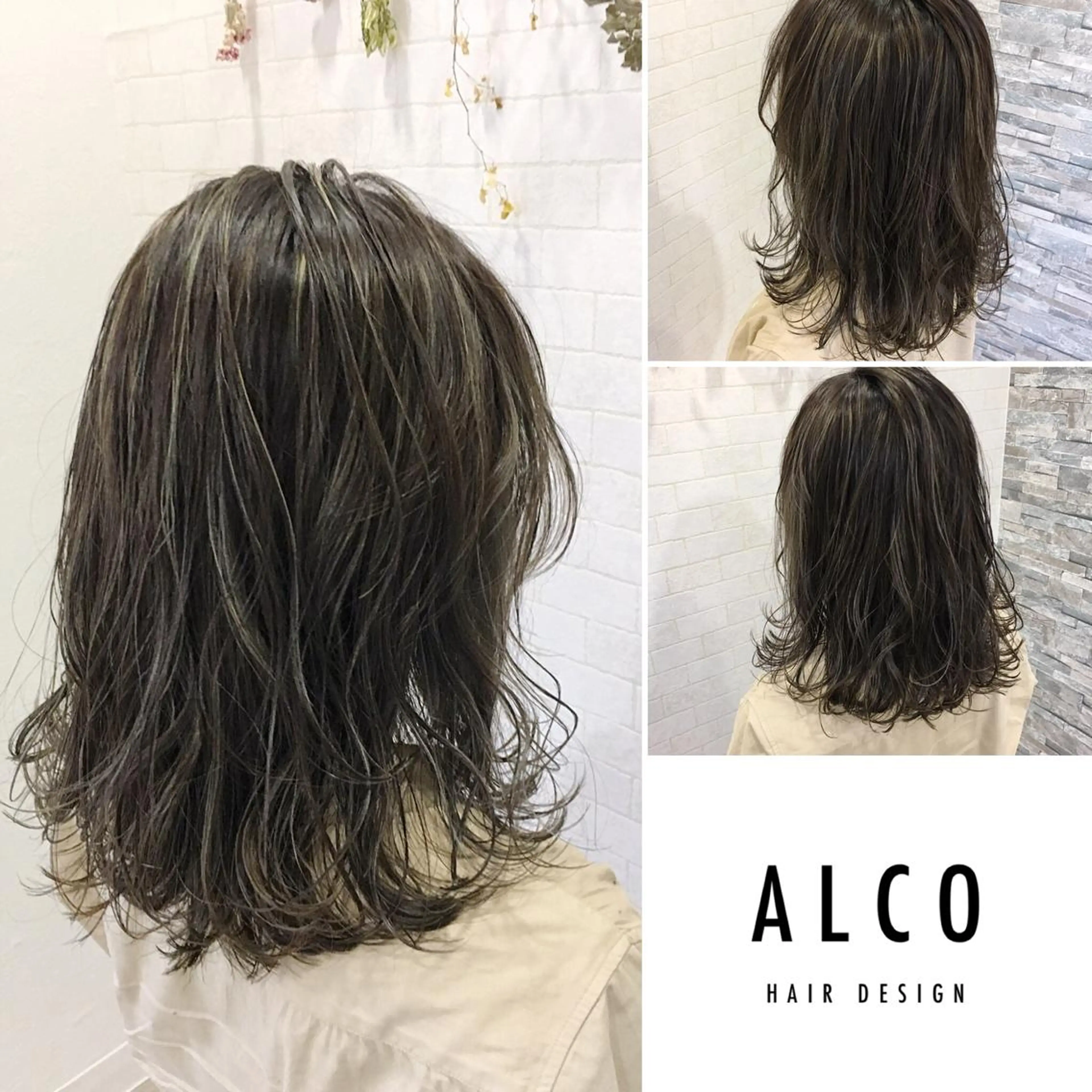ミディアム カラー ハイライトカラー ハイライト ワタイショウタ 髪質改善✨アイブロウのヘアスタイル