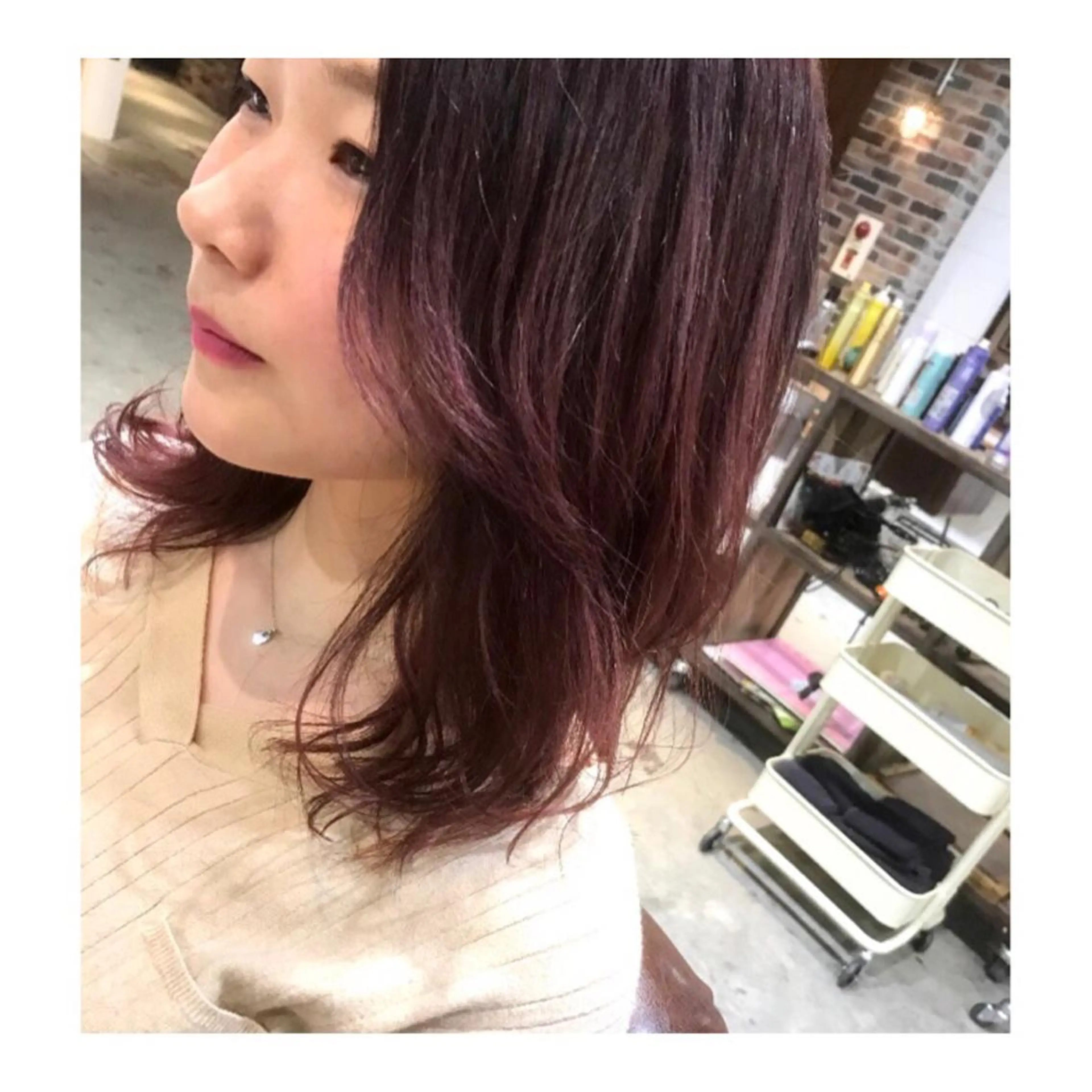 セミロング カラー ラベンダーカラー ピンクカラー レッドカラー 竹嶌 健吾のヘアスタイル