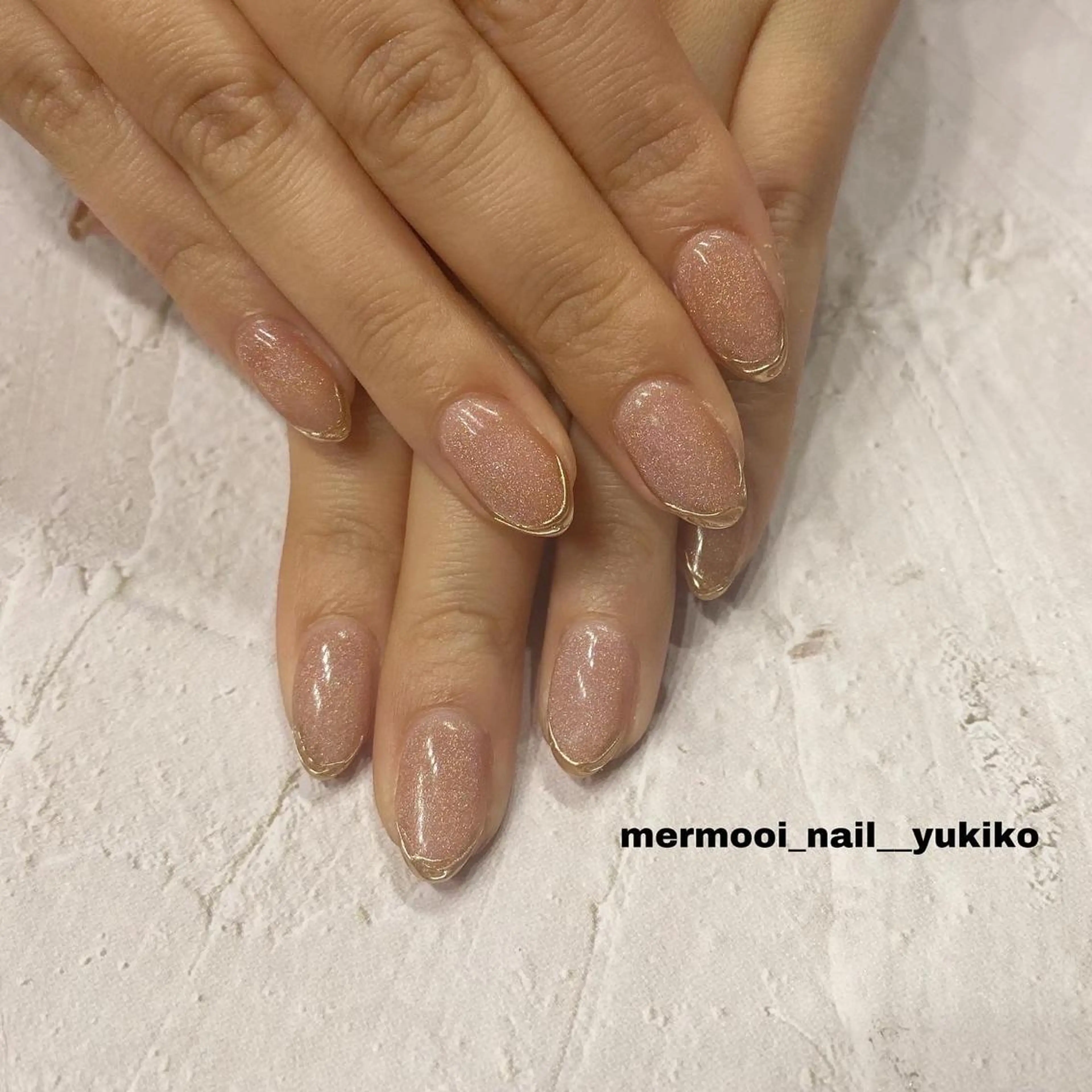 ネイル フレンチネイル ゴールド 韓国ネイル マグネットネイル ミラーネイル ハンドネイル mermooi nailのネイルデザイン