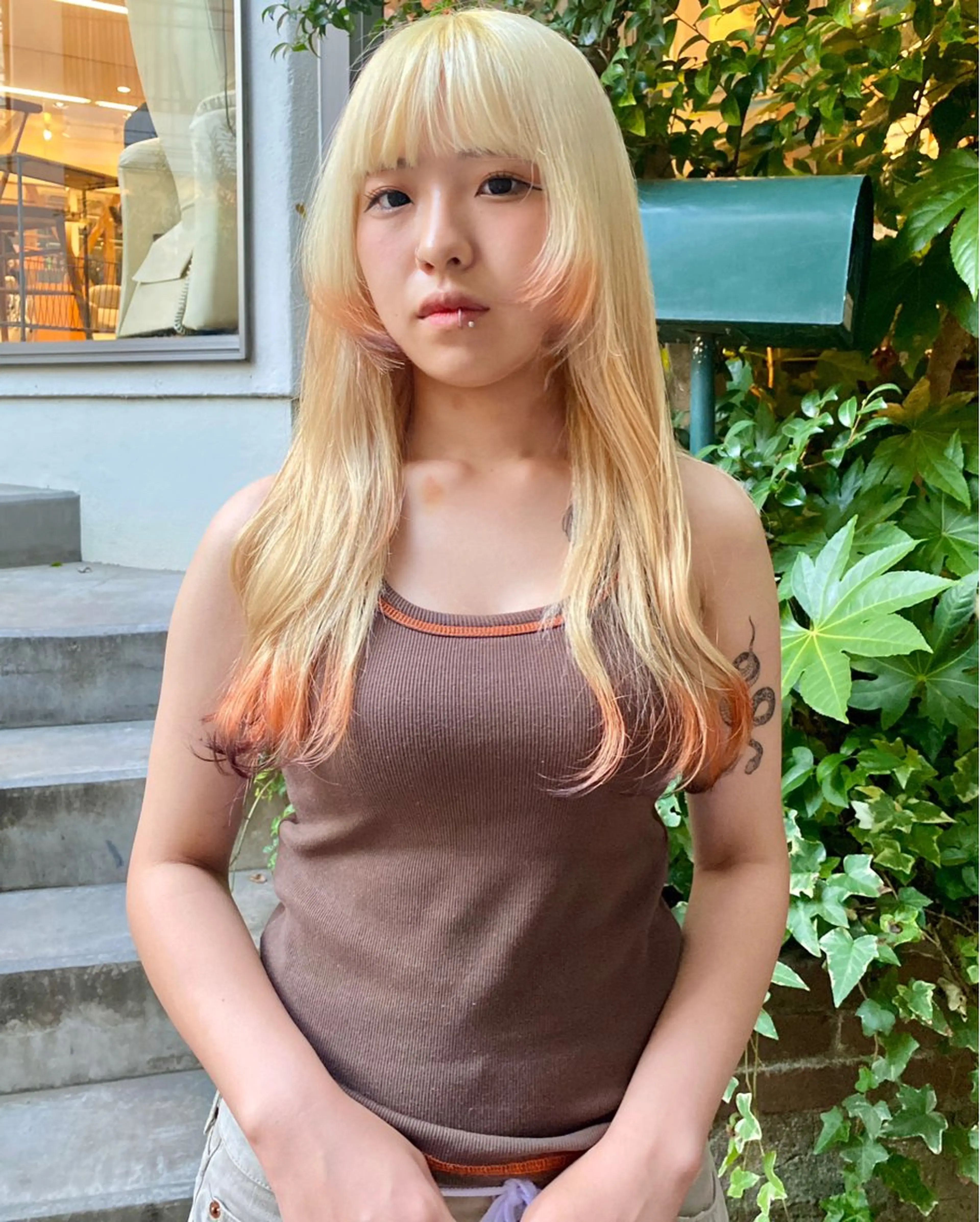 ロング カラー ブロンド オレンジ ヘアカラー ハイトーン/デザイン hirokiのヘアスタイル