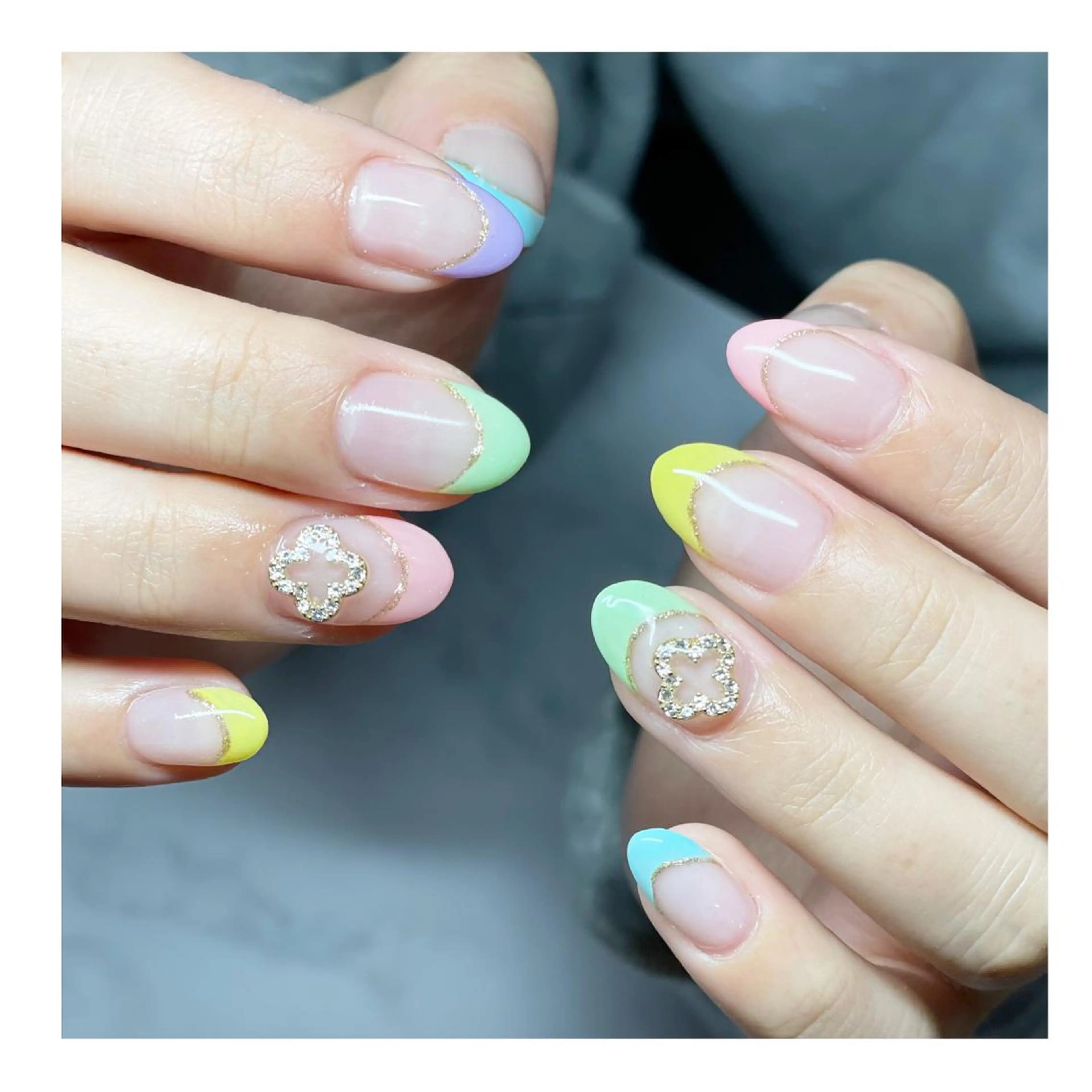 ネイル フレンチネイル ジェルネイル パステルネイル 春ネイル ハンドネイル LaLa Peach 福岡のマツエク・マツパデザイン