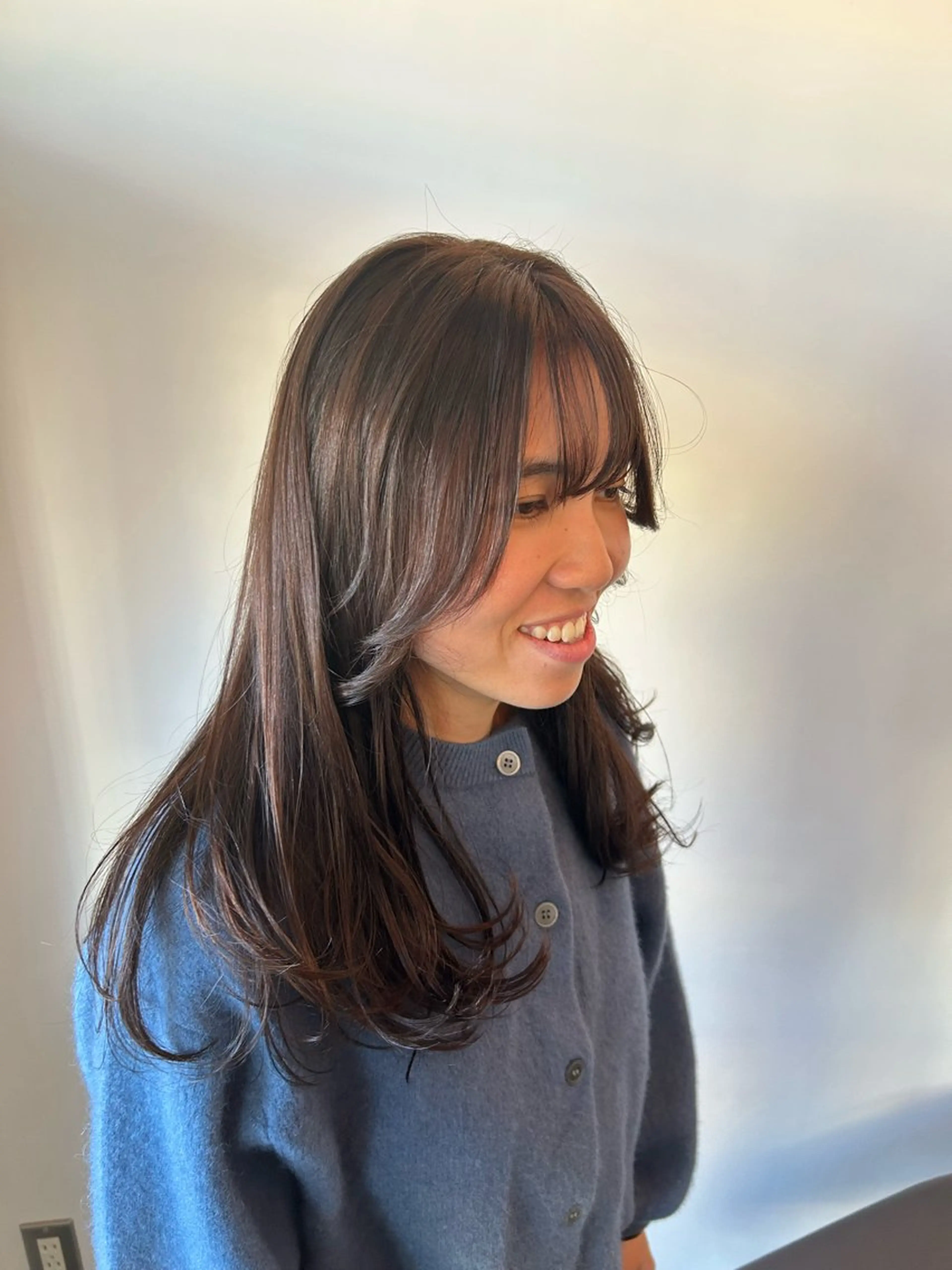 セミロング カラー グレージュ レイヤーカット ローレイヤー カット ヘアカラー fulam所属・佐藤悠生/ メンズカット．パーマのヘアスタイル