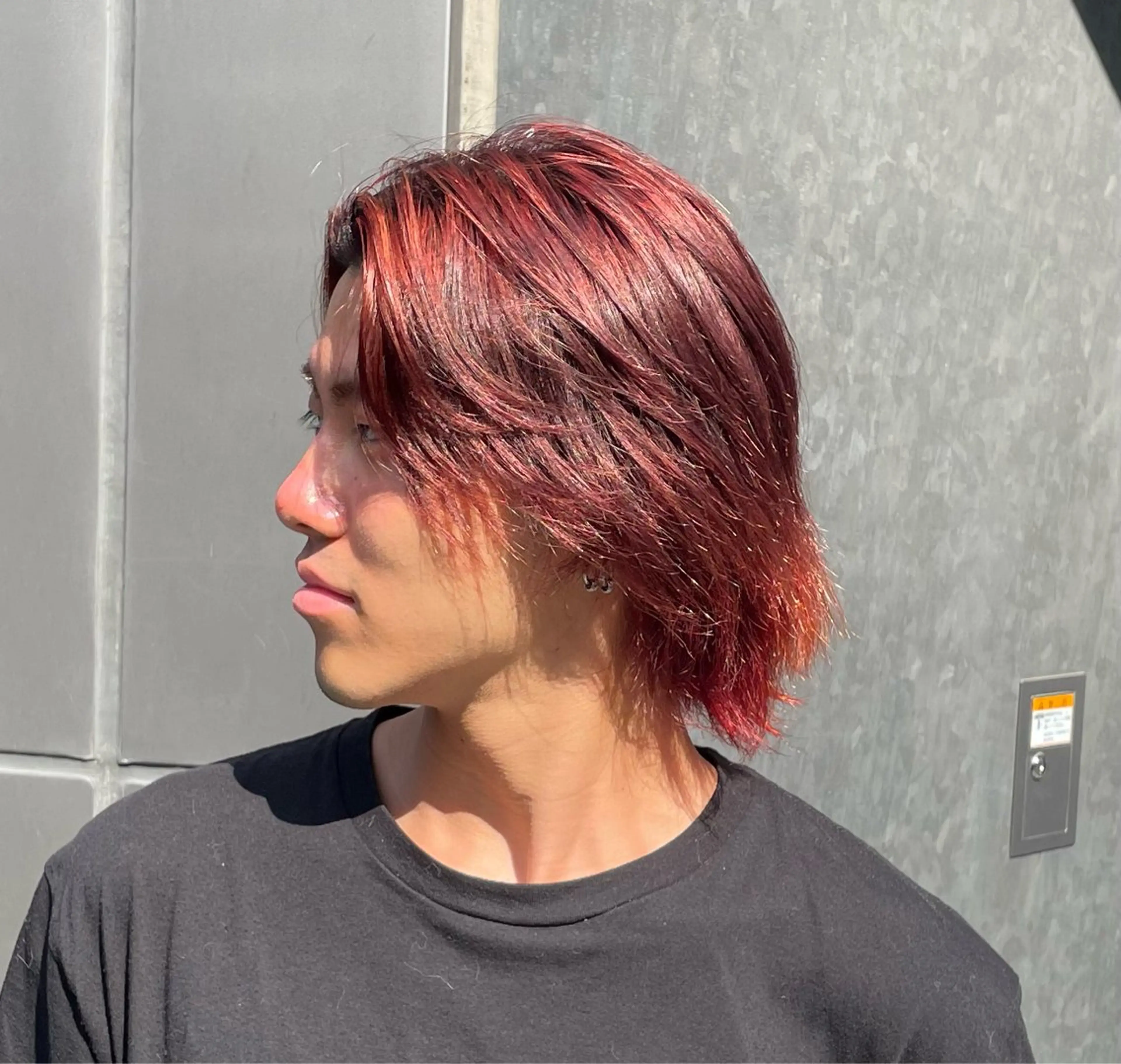 ショート カラー パーマ メンズ センターパート メンズパーマ 森山 陽菜のヘアスタイル