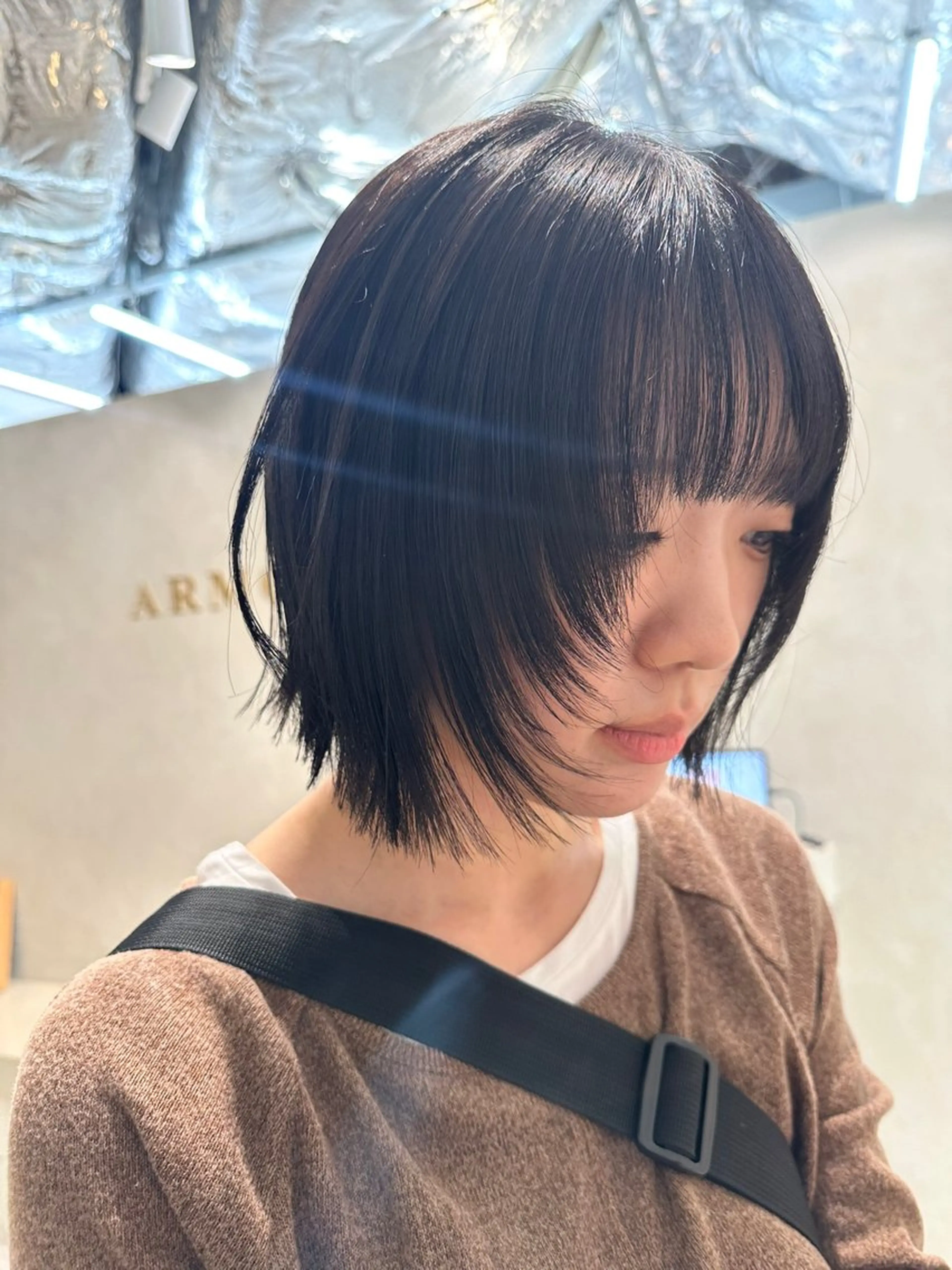 ミディアム カラー ボブ レイヤーカット カット ヘアカラー トリートメント ヘアセット ARMONY表参道店所属・韓国風レイヤーカラー ライムのヘアスタイル