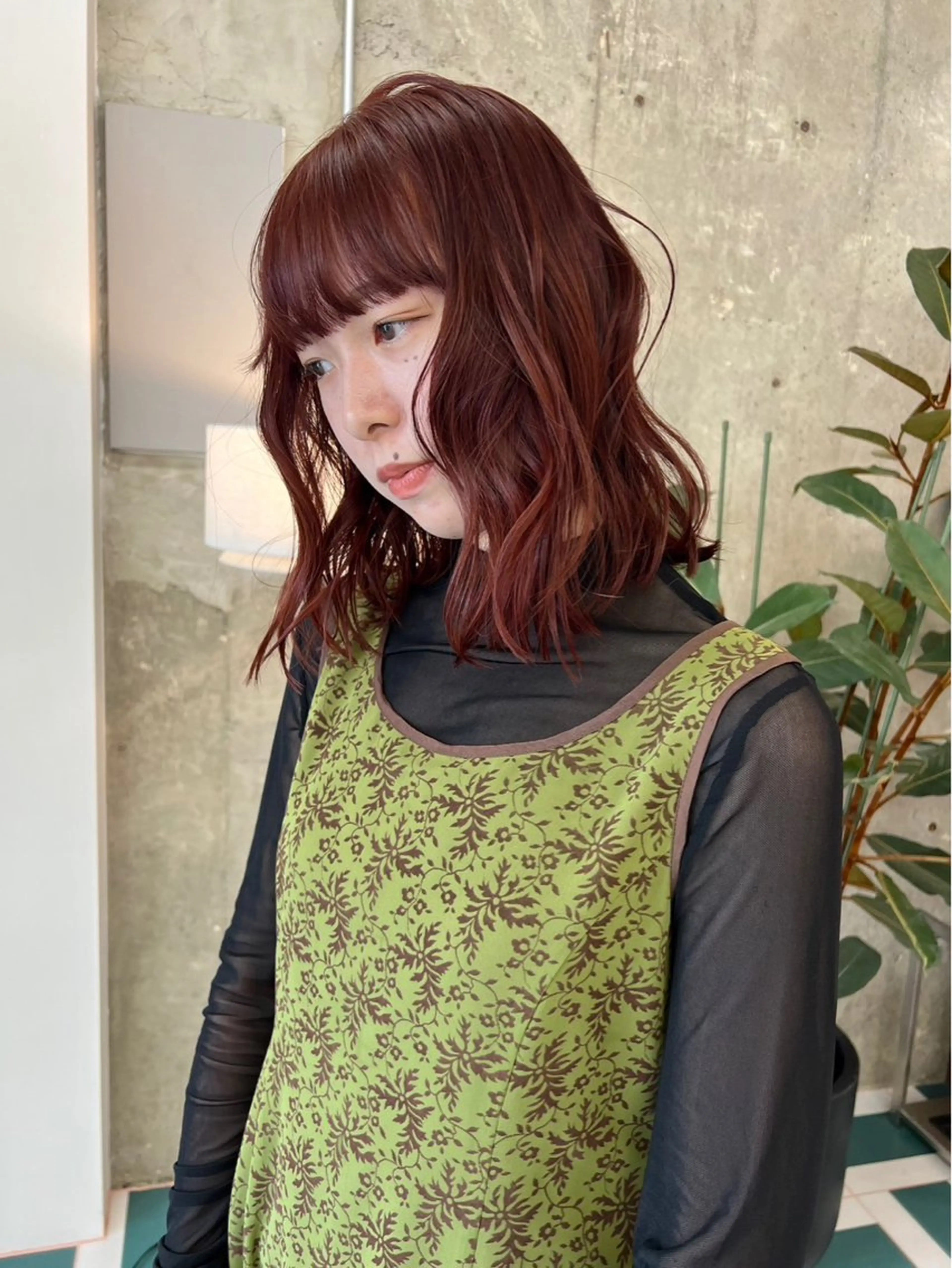 ミディアム カラー ブリーチ 透明感カラー ダブルカラー ブリーチなしカラー 髪質改善 ボブ/ショート /名古屋/縮毛矯正のヘアスタイル