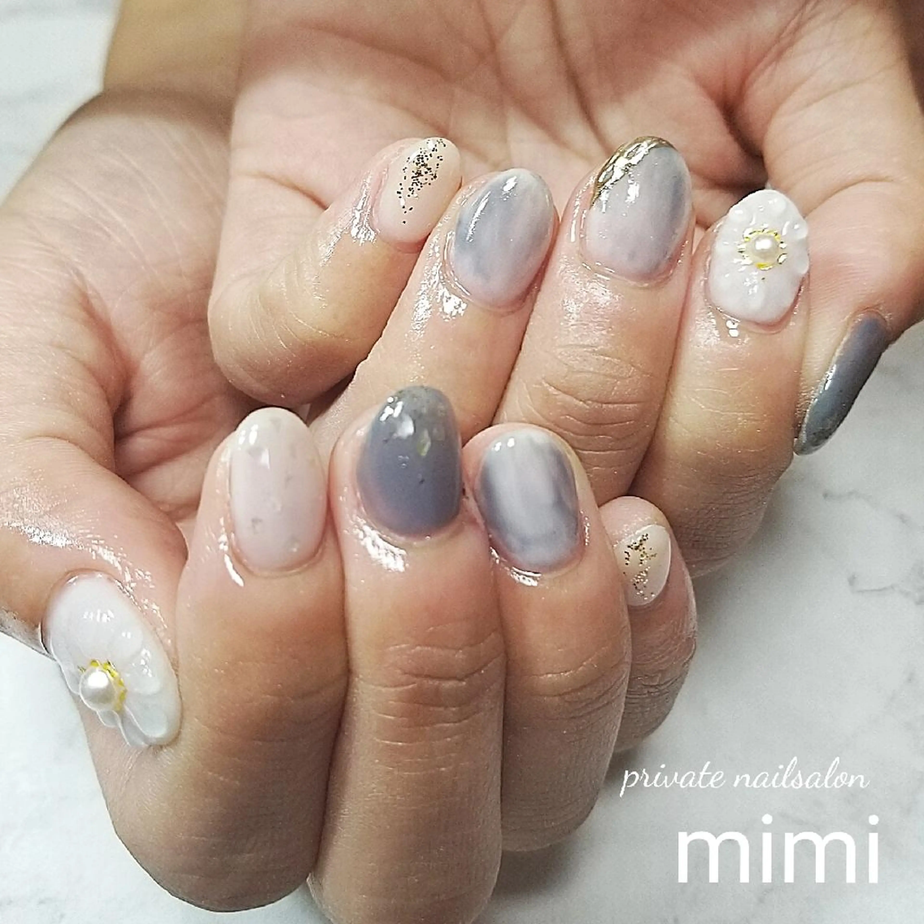 ネイル フラワーネイル 持ち込み ニュアンスネイル ぷっくりネイル ハンドネイル 博多ネイル ｍｉｍｉのネイルデザイン