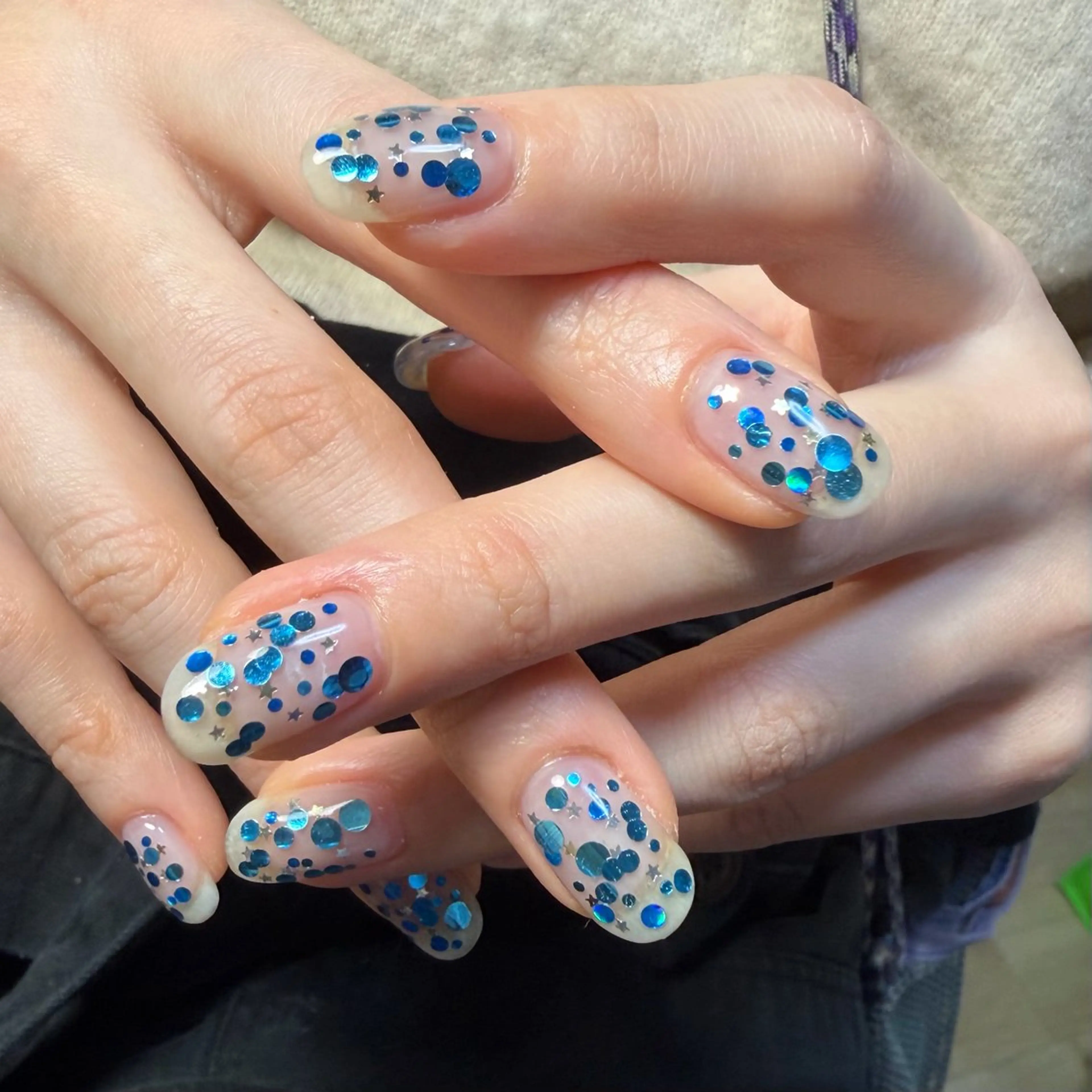 ネイル ブルー ハンドネイル 佐藤 来夢のネイルデザイン