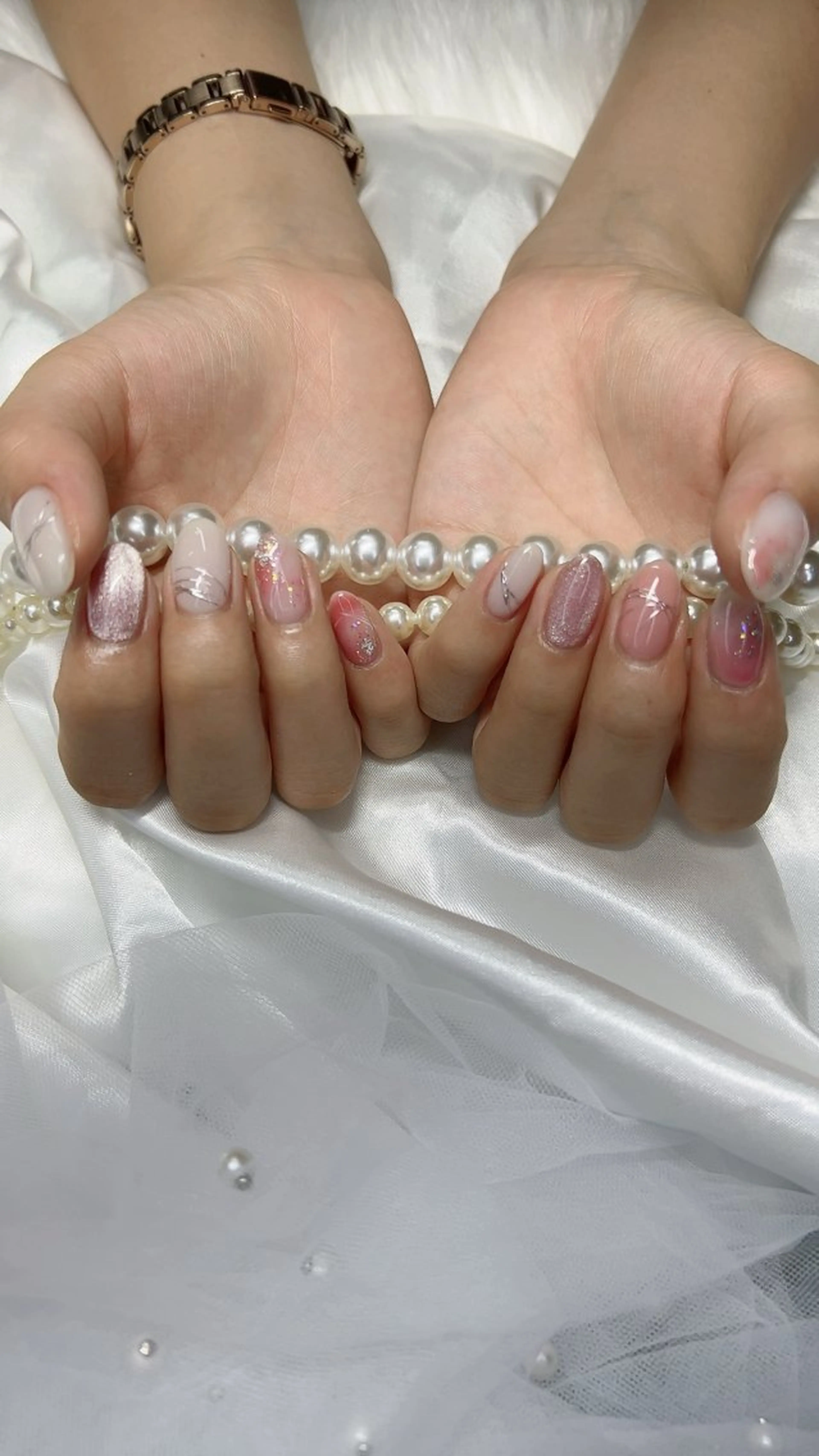 ネイル アートネイル キラキラネイル 持ち込み ニュアンスネイル my nail plus野江内代のネイルデザイン