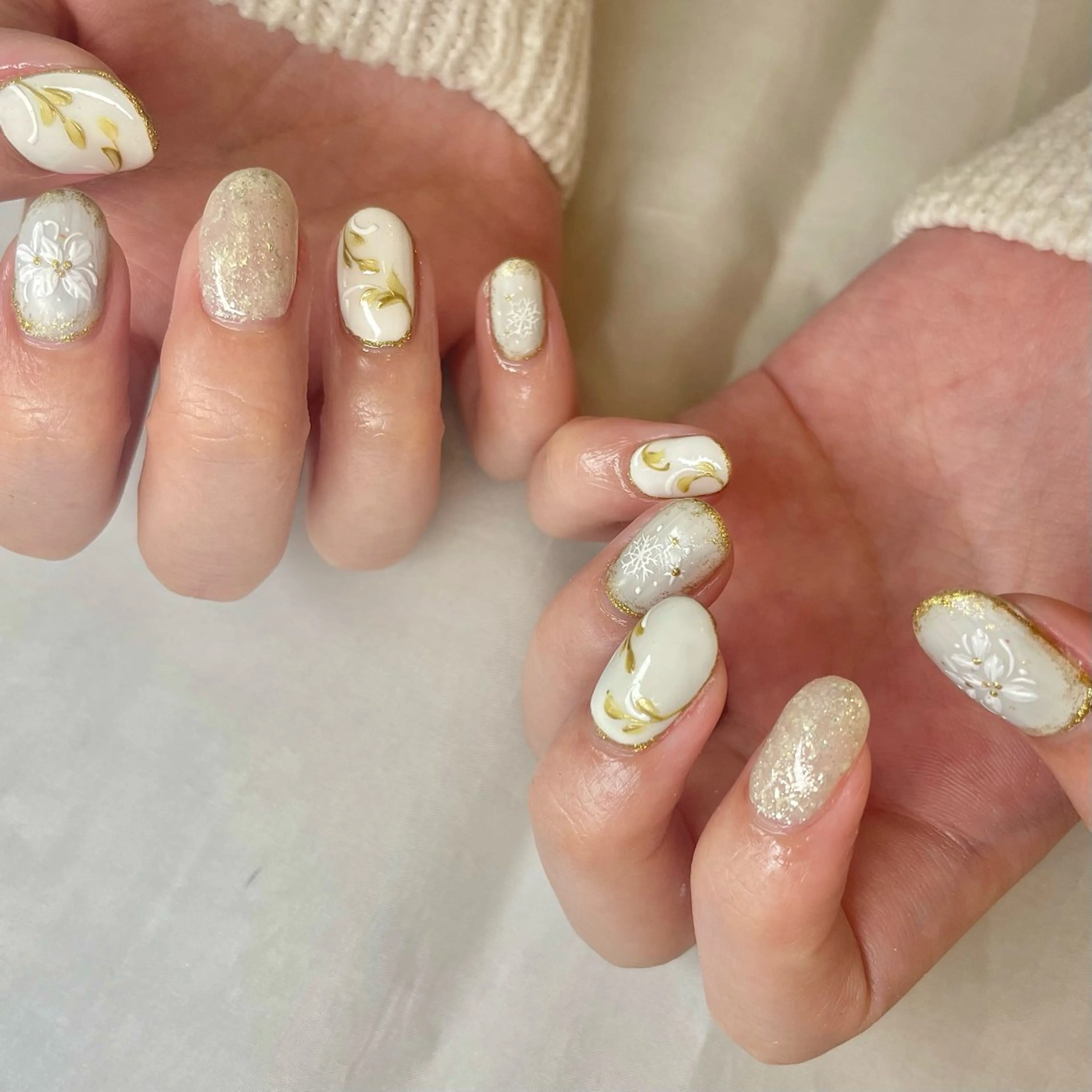 メンズ ネイル ゴールド ホワイト nail&eye Aoのマツエク・マツパデザイン