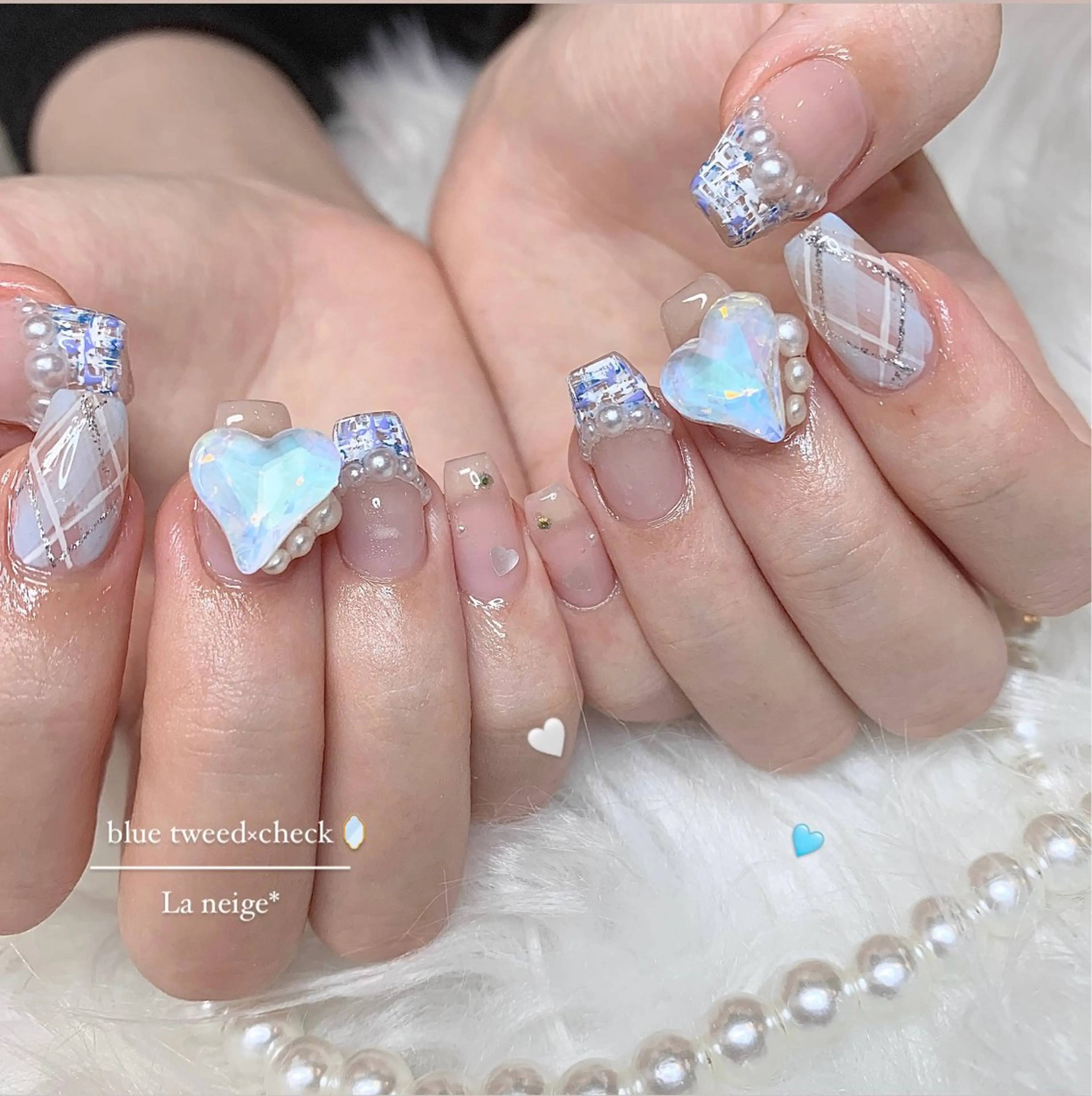 ネイル ハート ハンドネイル La neige* yuki 🥯🍑のネイルデザイン
