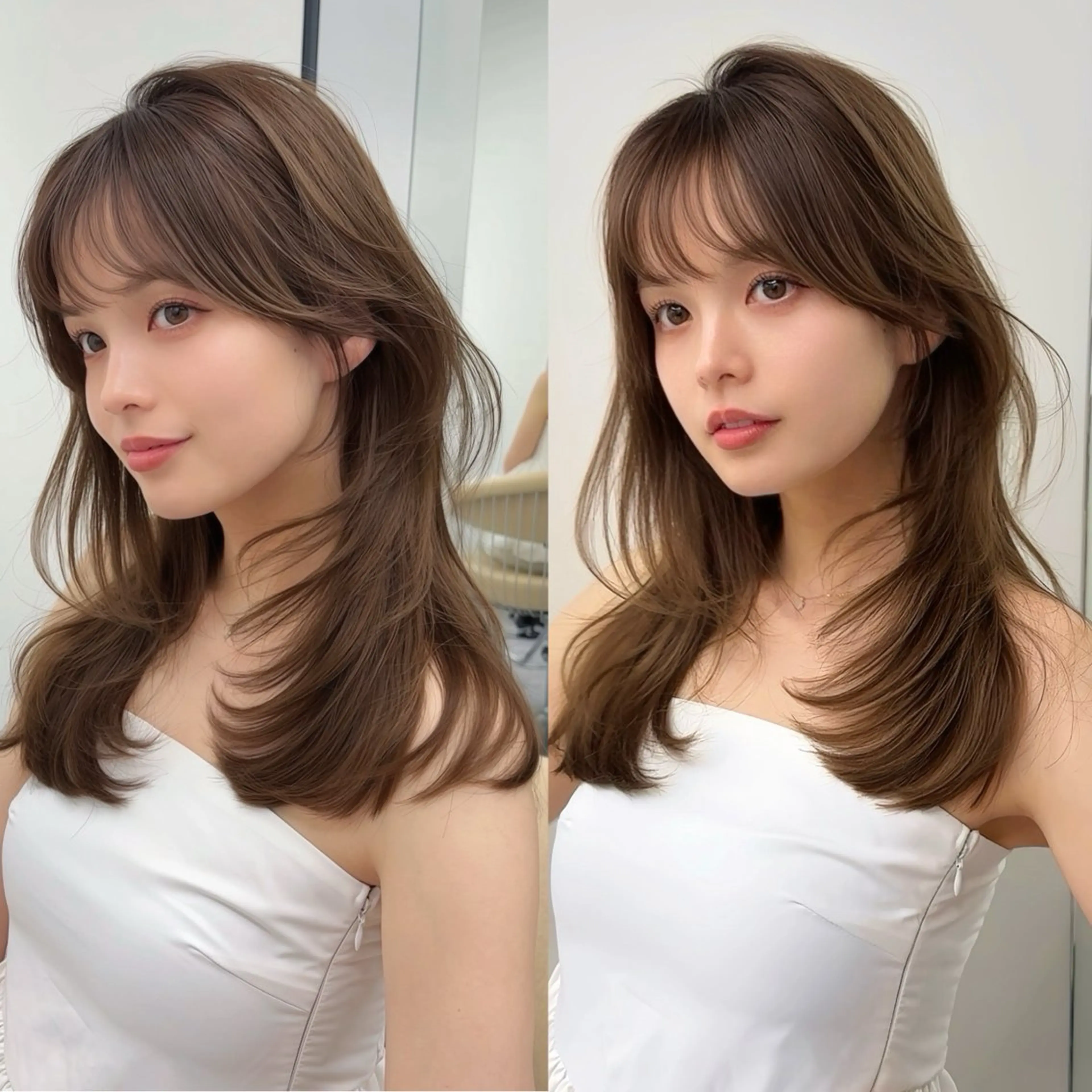 セミロング カット ヘアカラー トリートメント 韓国ヘア🤍🇰🇷 🫶🏻吉満のヘアスタイル