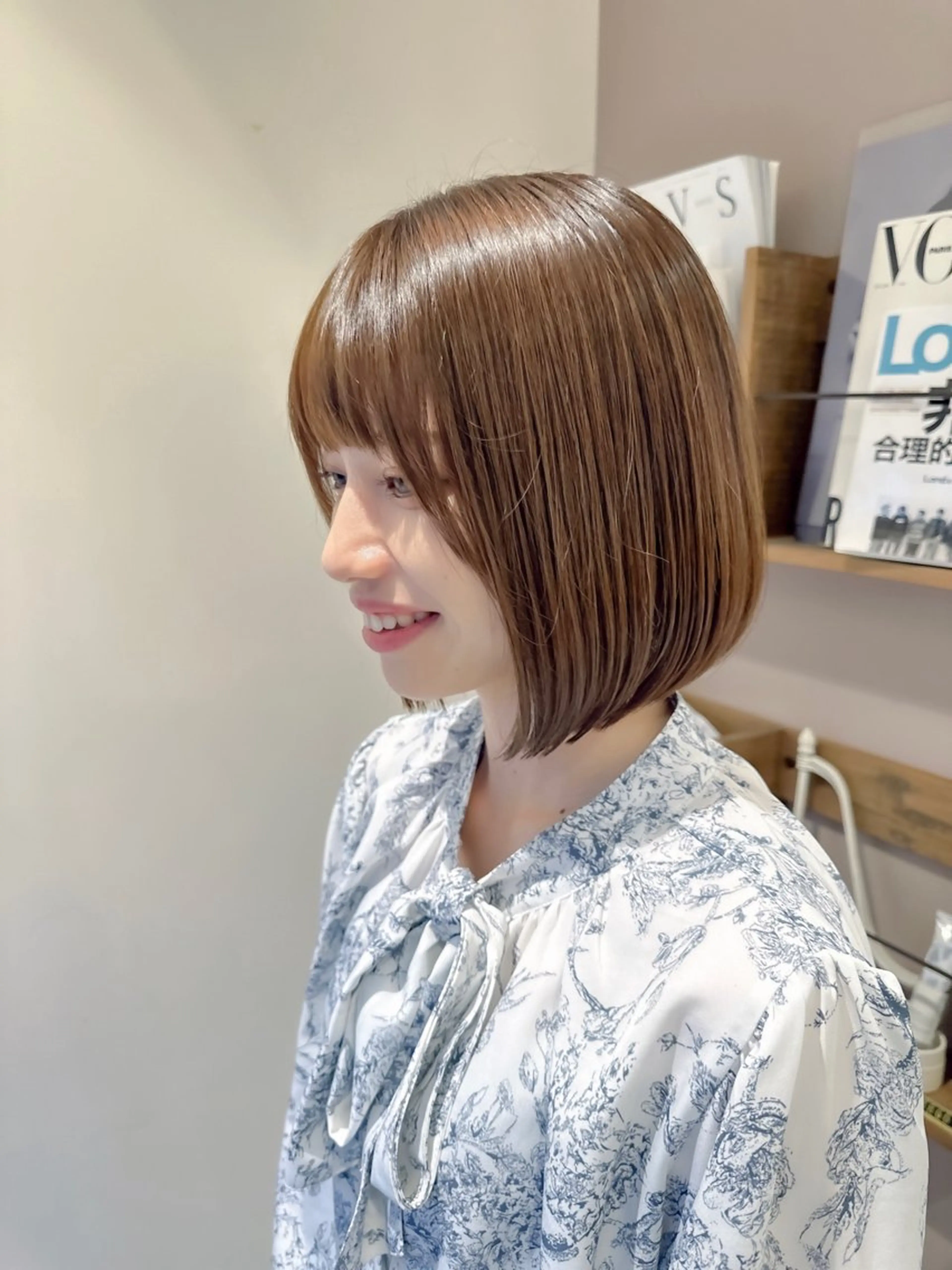 ショート カット ヘアカラー ボブ韓国風レイヤー 錦糸町/畠中ケントのヘアスタイル