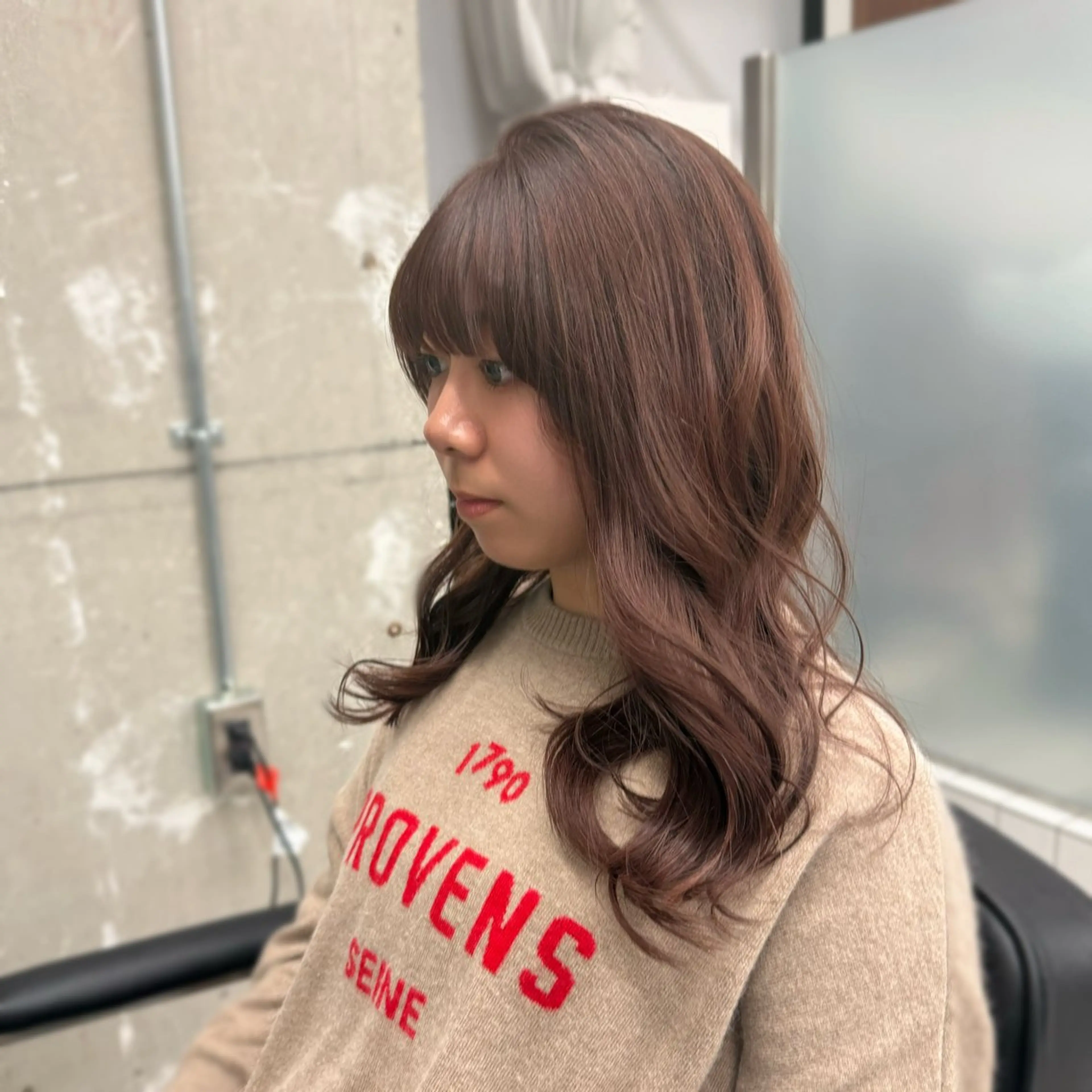 ミディアム カラー ブラウンカラー オレンジ 縮毛矯正+モテカラー 🎀✨mihoのヘアスタイル