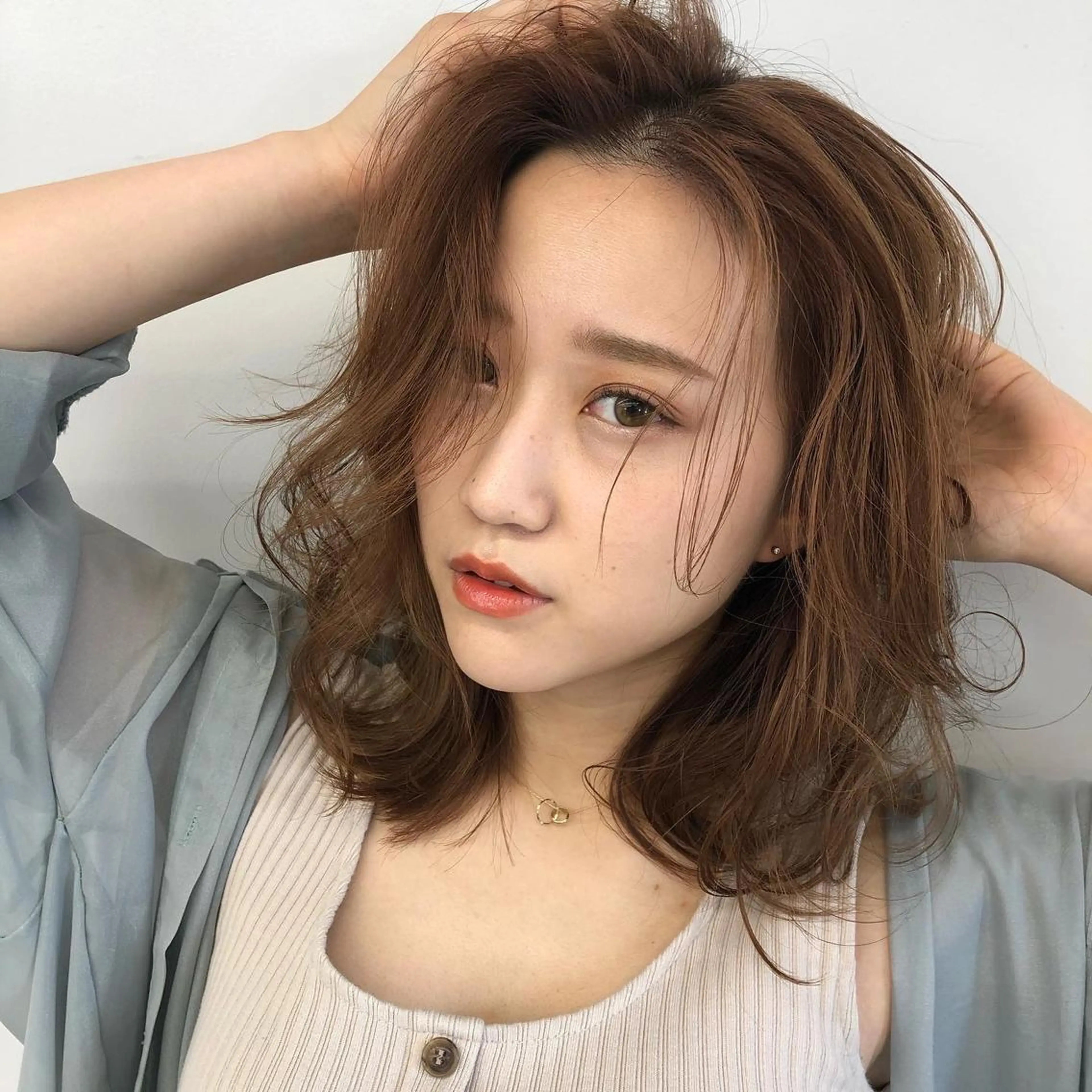 ミディアム カラー カット ヘアカラー トリートメント ✨大人韓国レイヤー ✨吉原 潤✨のヘアスタイル