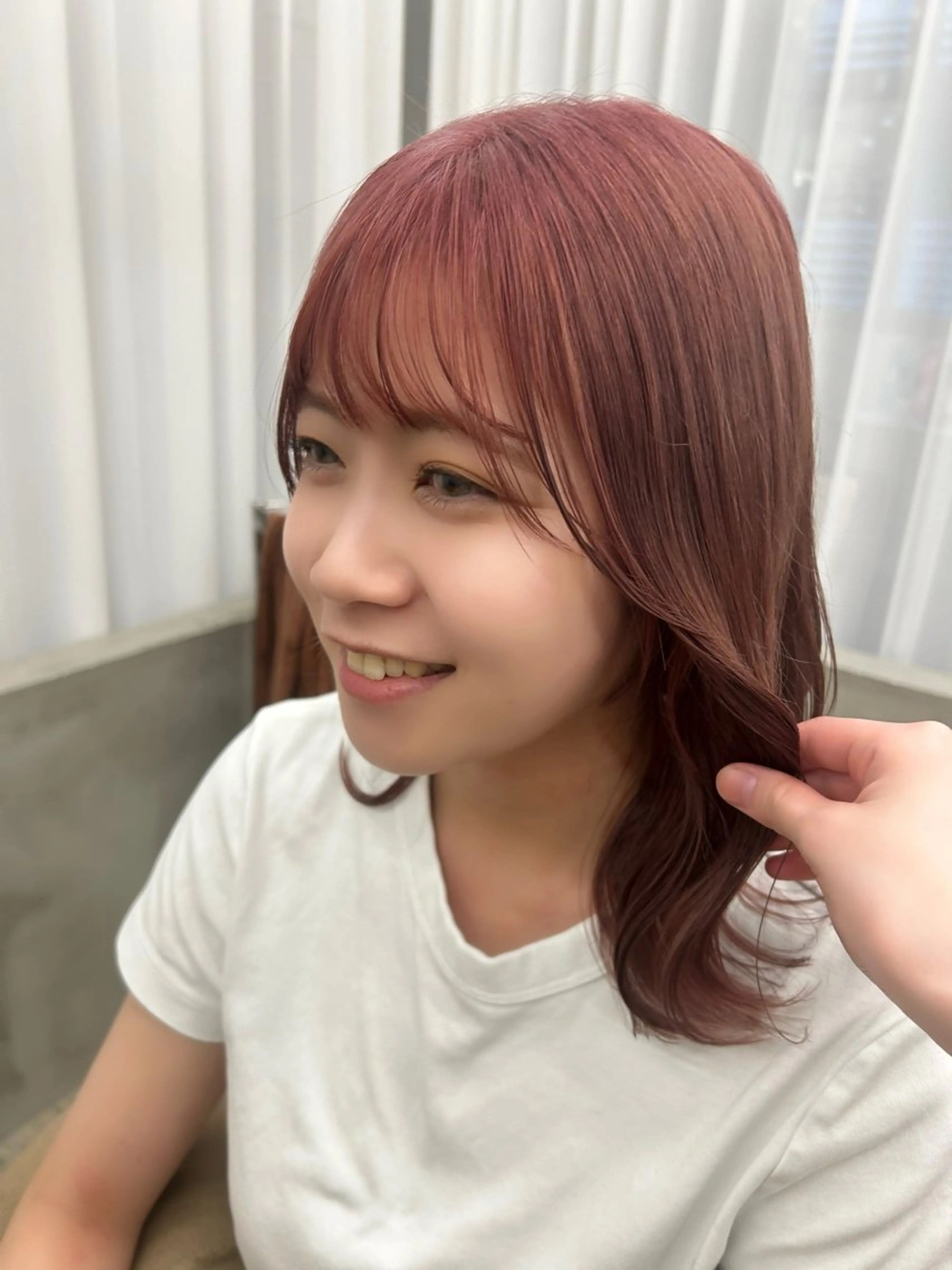 セミロング カラー ピンクカラー ヘアカラー 山野愛子美容室銀座店所属・🌼髪質改善/透明感 艶髪タケドミのヘアスタイル