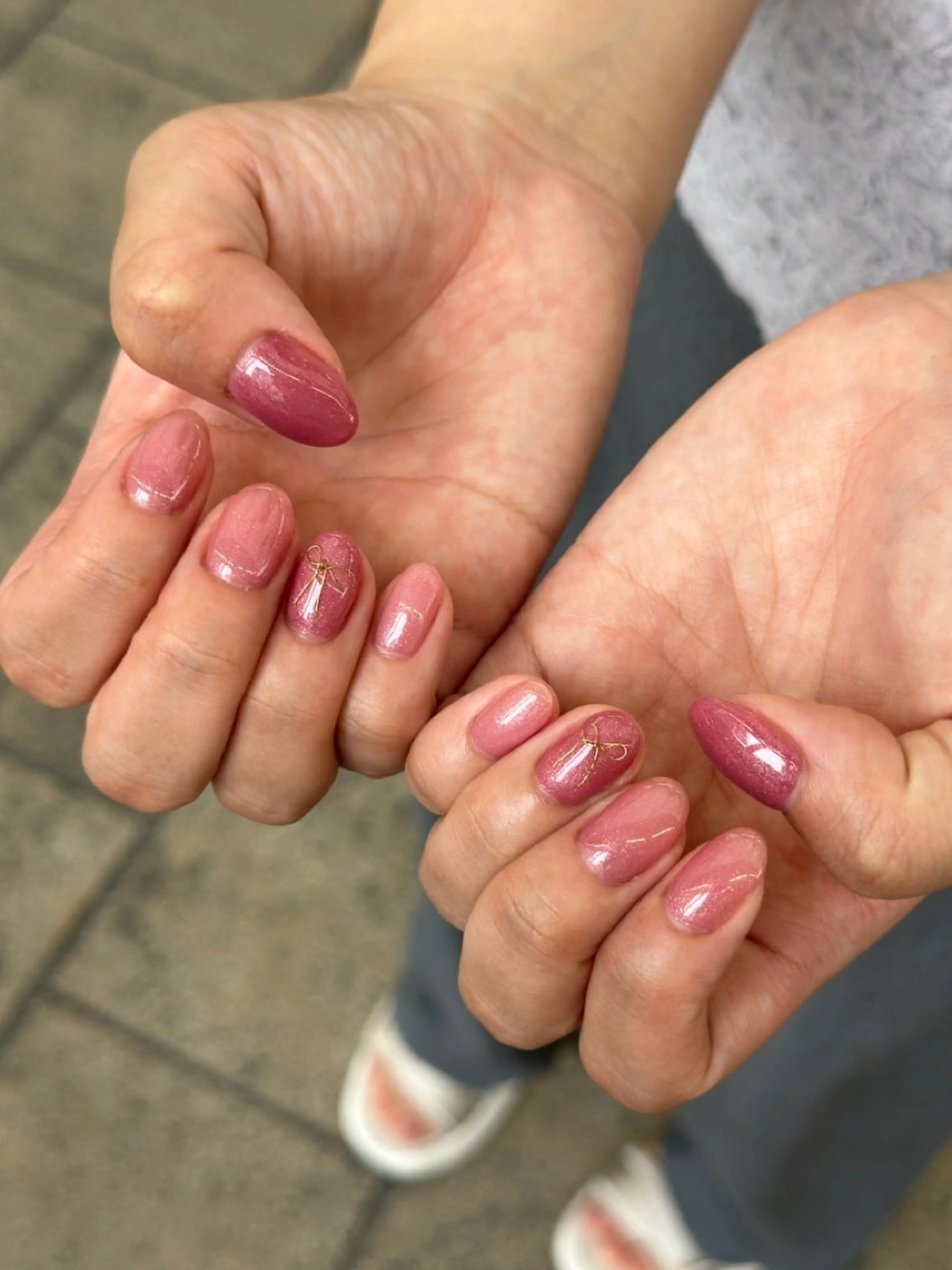 ネイル リボン ハンドネイル フットネイル nail salon  ∞ mikanal ∞所属・nailsalon ∞ ﾐｶﾅﾙ ∞のネイルデザイン