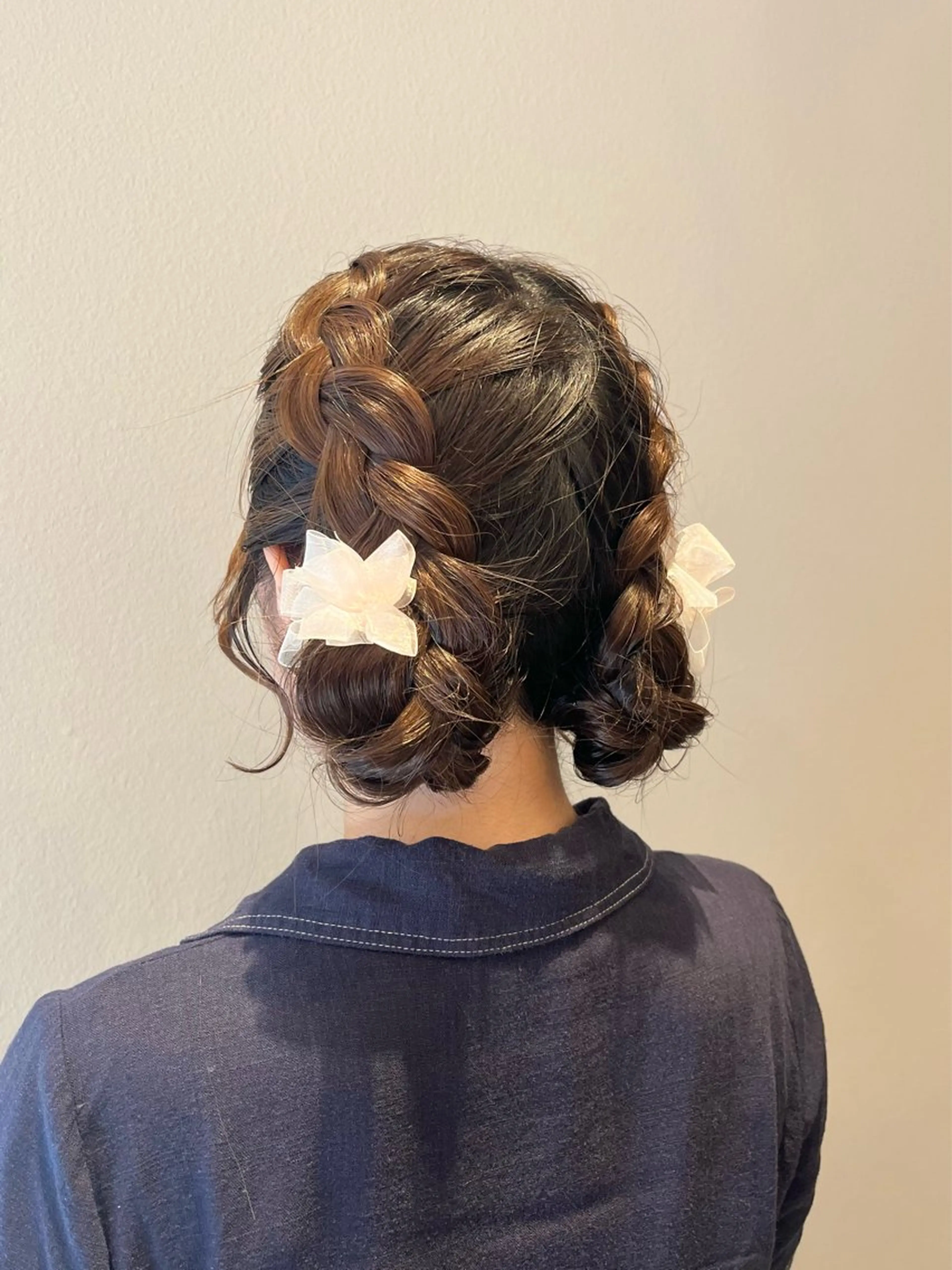 ヘアアレンジ お団子ヘア 浴衣 ヘアセット ヘアメ/アレンジ/暖 色/顔周り/あつはのヘアスタイル