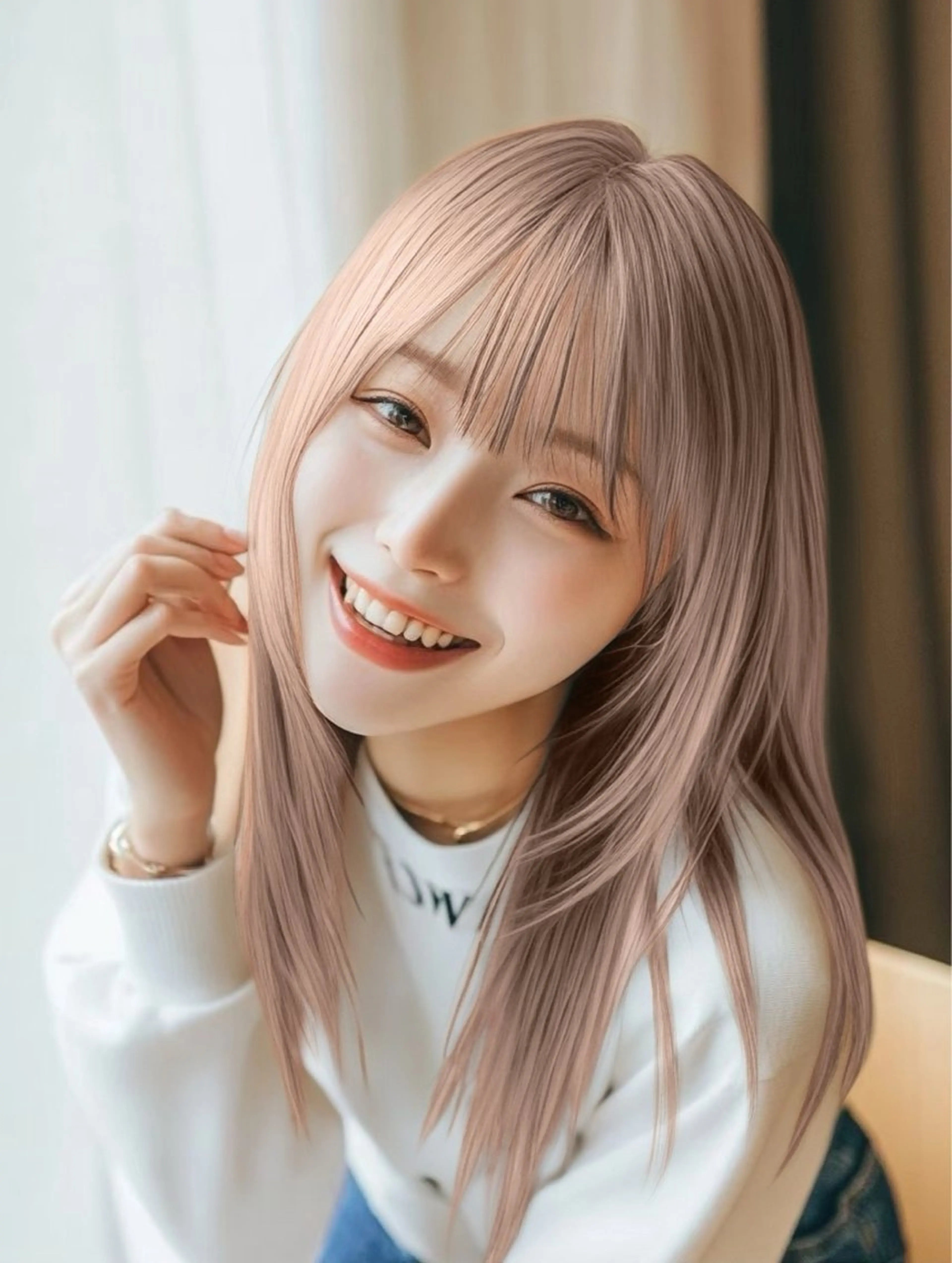 セミロング ヘアカラー トリートメント GiseL 梅田【ジゼル】所属・透明感カラー × ハイトーン さきのヘアスタイル