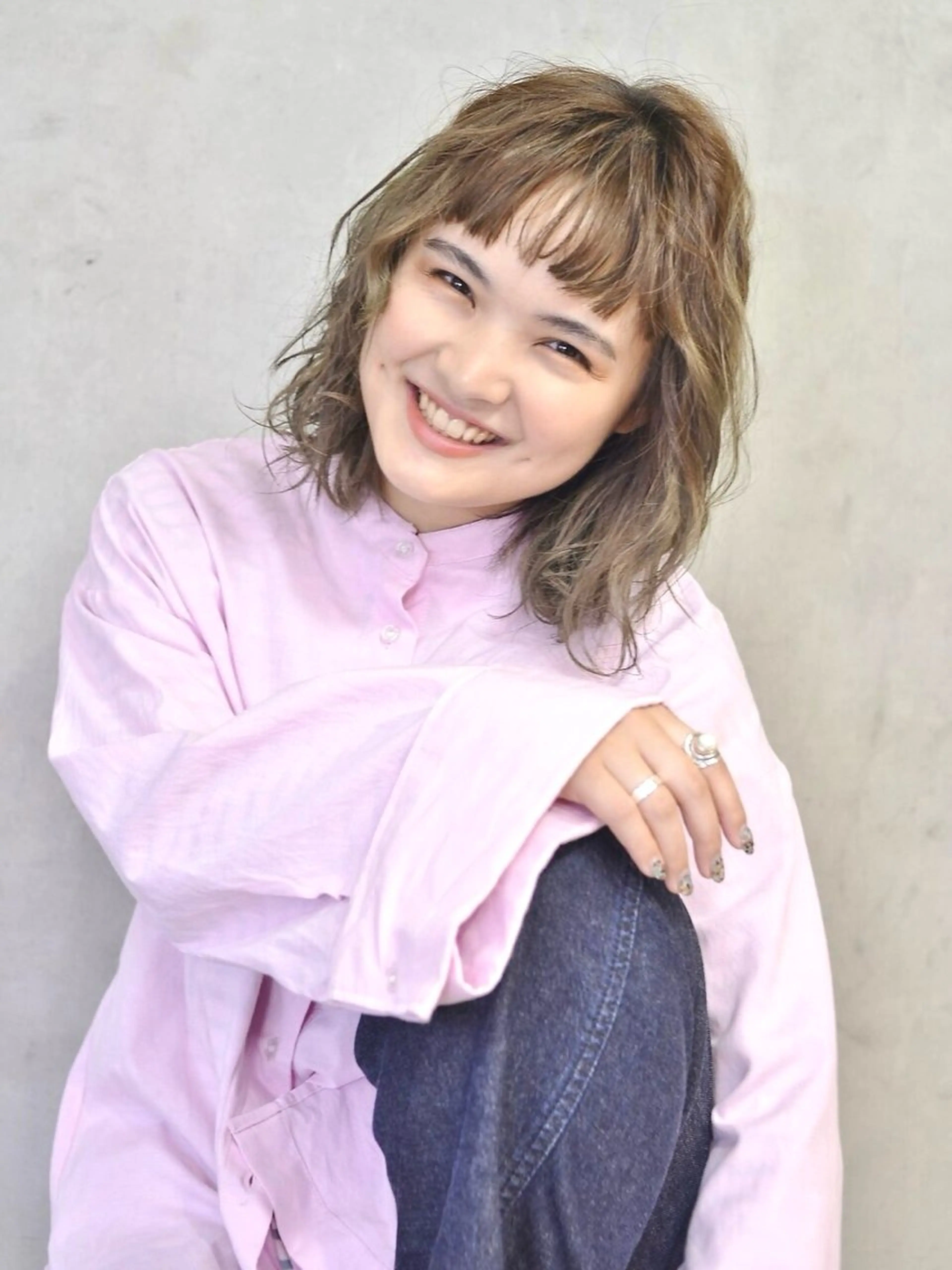 ミディアム カット ヘアカラー トリートメント 髪質改善ストレート/ coiiはしもとはなのヘアスタイル