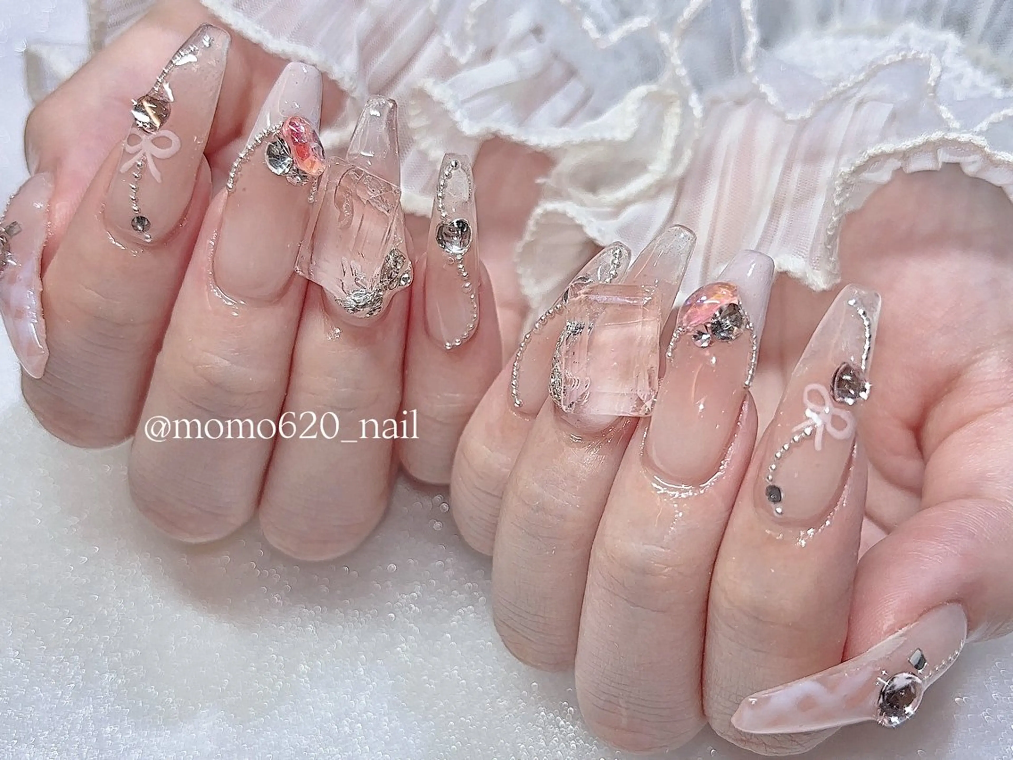 ネイル クリアネイル ワンホンネイル ハンドネイル nailsalon moca 堀江店所属・moca堀江店 momokaのネイルデザイン
