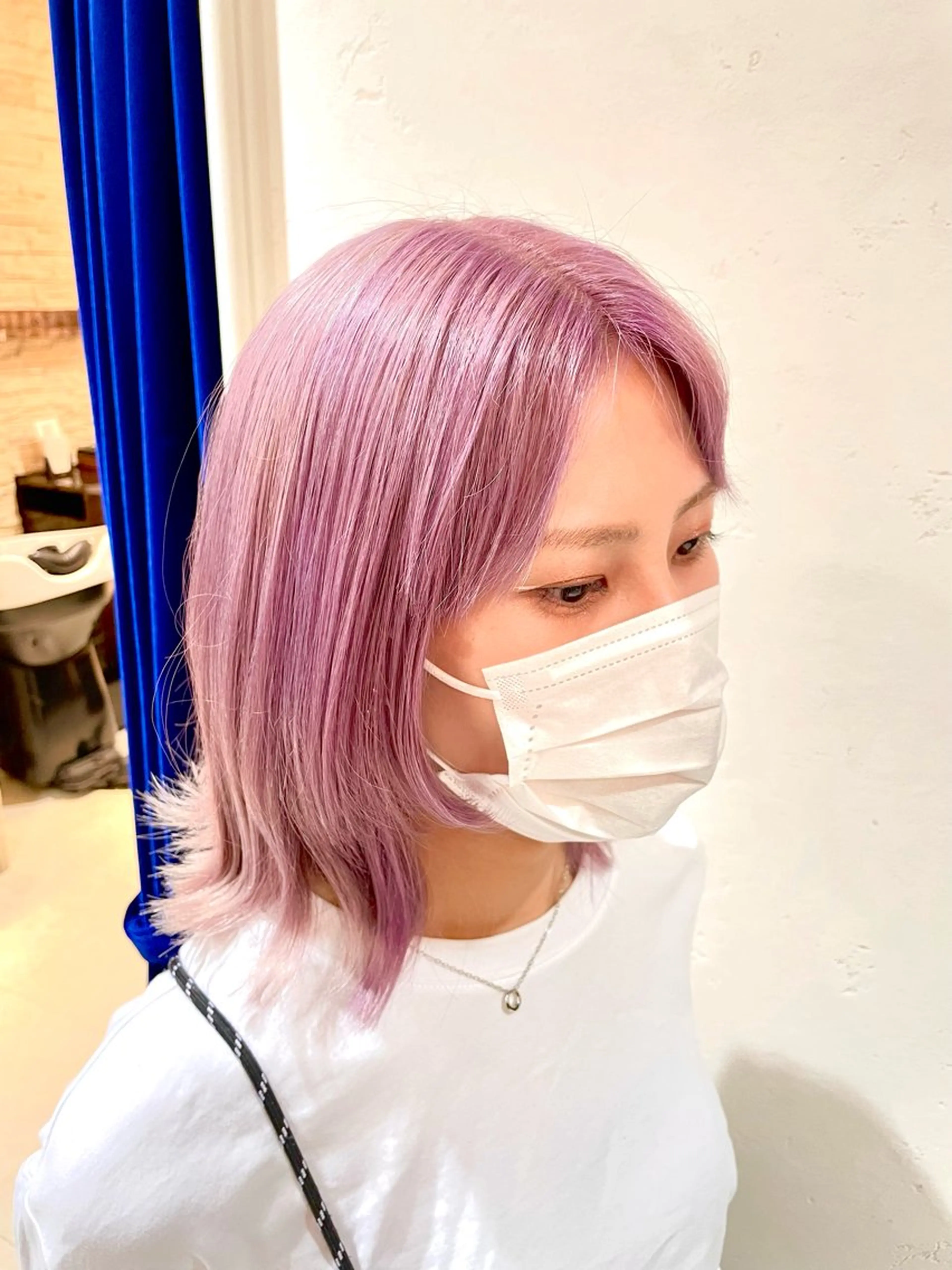 ミディアム カラー ラベンダーカラー ピンクカラー ピンクラベンダー ヘアカラー Zina熊本/山下 開世/縮毛矯正のヘアスタイル