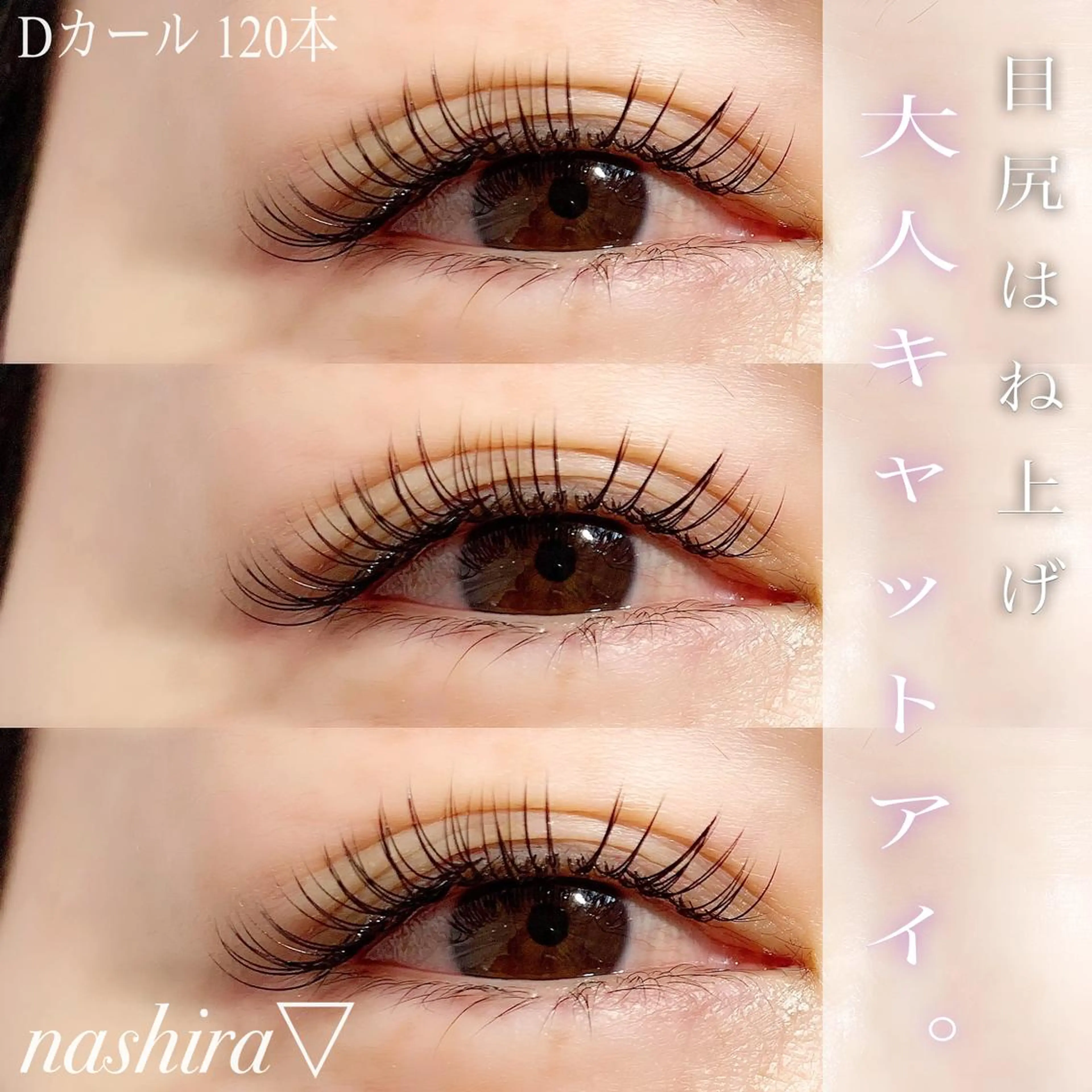 マツエク・マツパ Dカール 目尻長め ナチュラル マツエク nashira -ナシラ- 恵比寿のマツエク・マツパデザイン