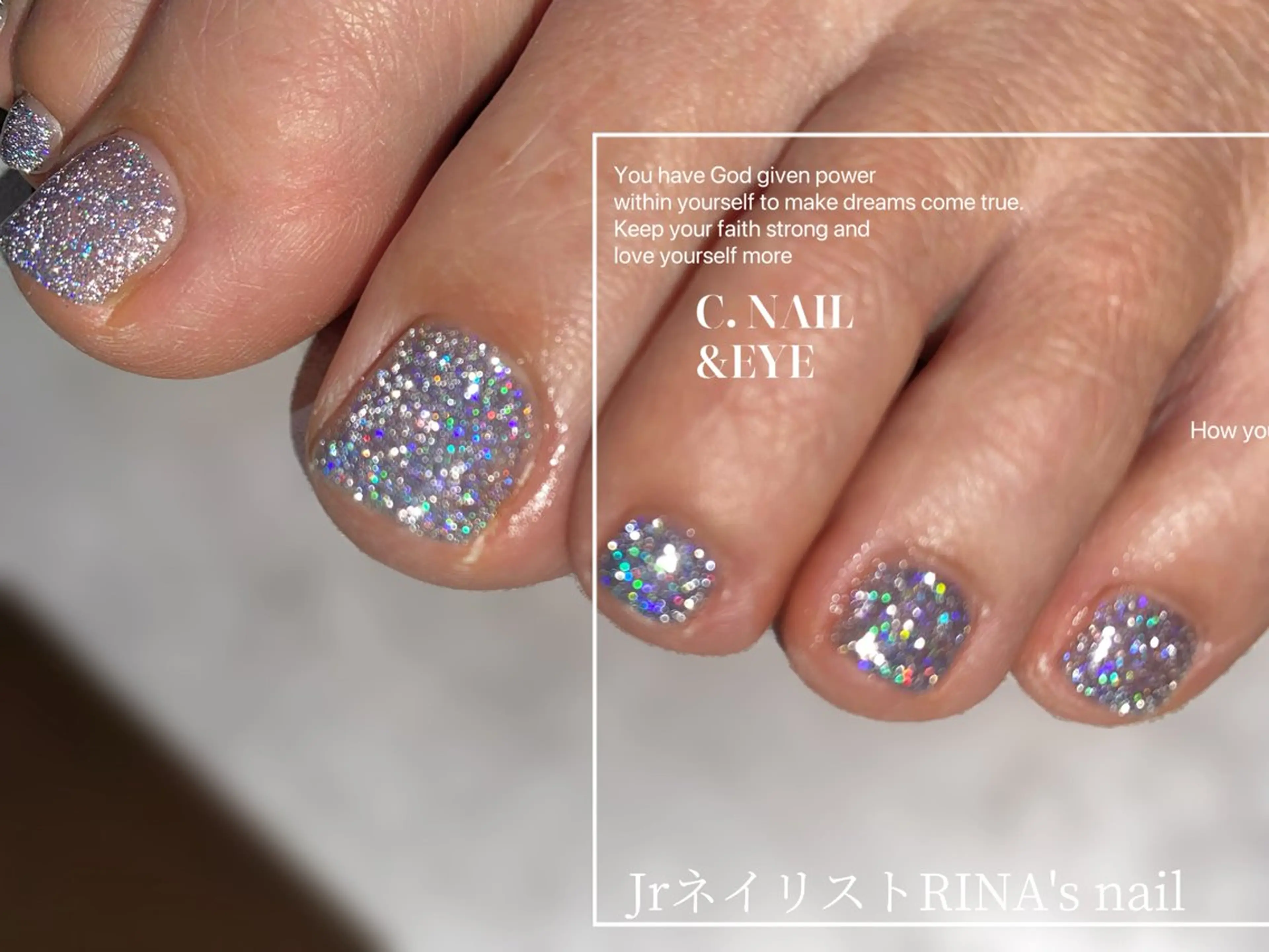 ネイル 入学式 フラッシュネイル フットネイル 卒業式 氷ネイル・うるうるネイル フットネイル C.Nail &Eye筑紫駅のネイルデザイン