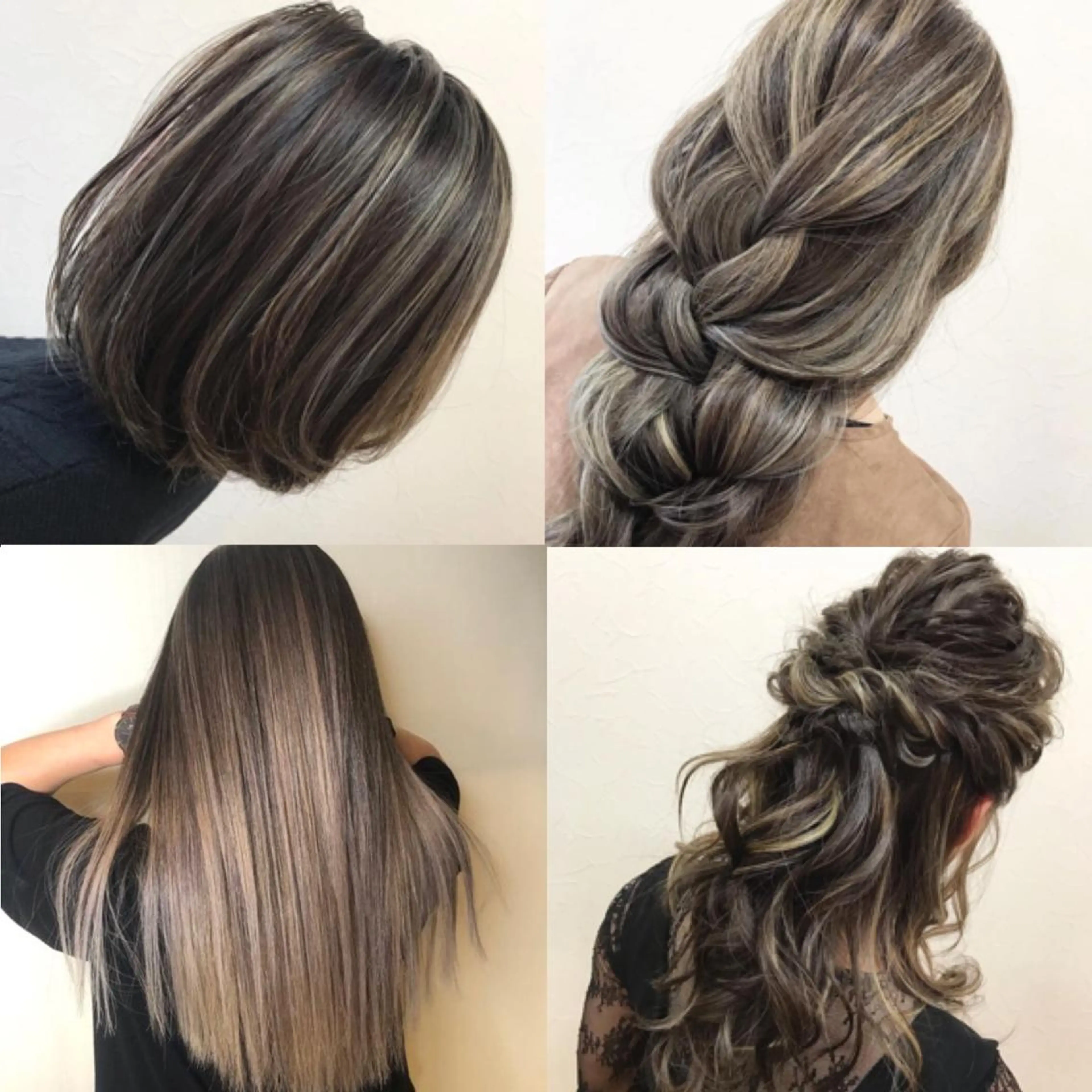 セミロング カラー バレイヤージュ ブリーチ ハイライトカラー ハイライト レイヤーカット ヘアカラー 川越 輝梨奈のヘアスタイル