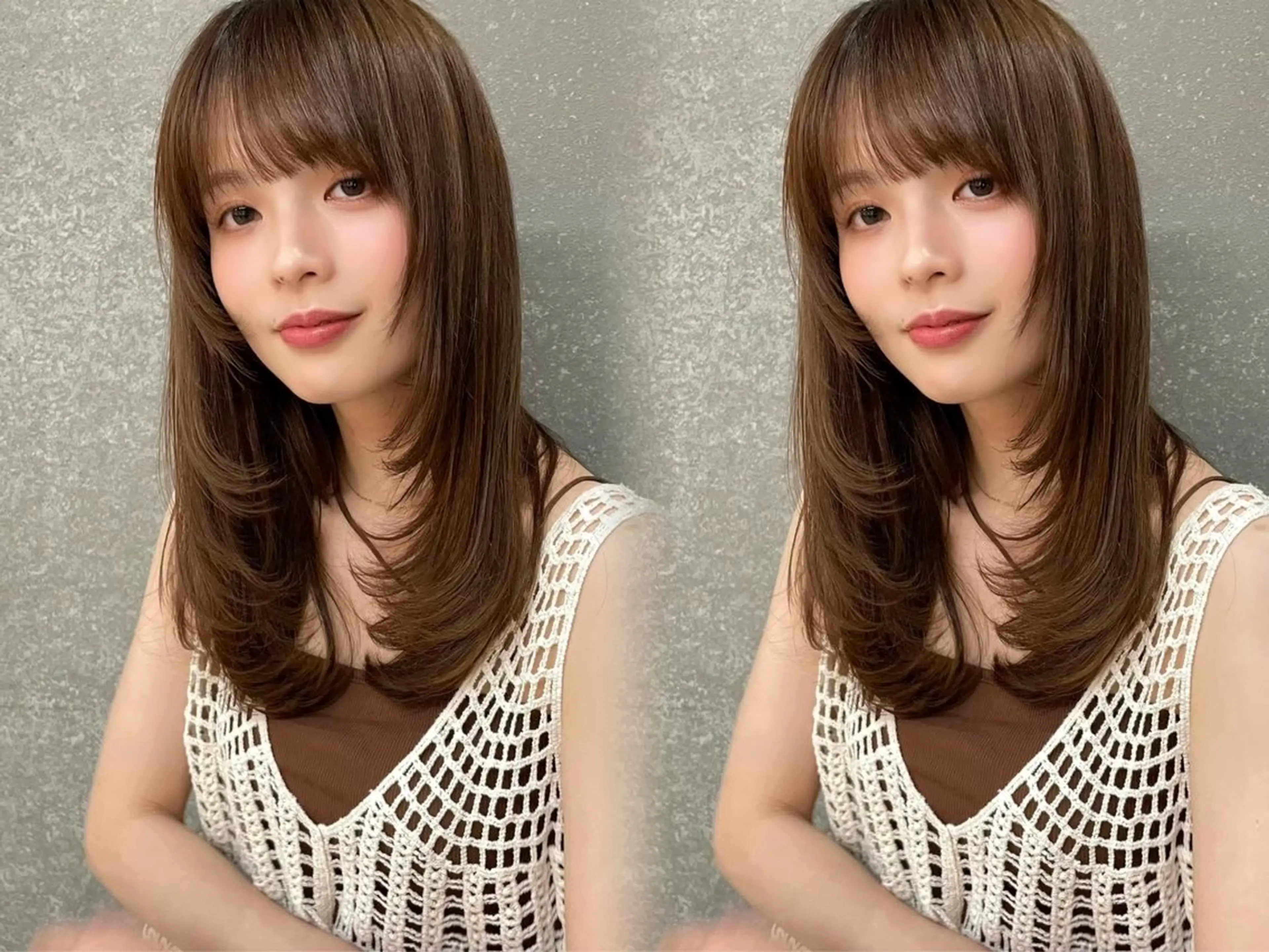 セミロング カラー カット ヘアカラー トリートメント 韓国🇰🇷レイヤー 透明感/秀瑛🩶のヘアスタイル