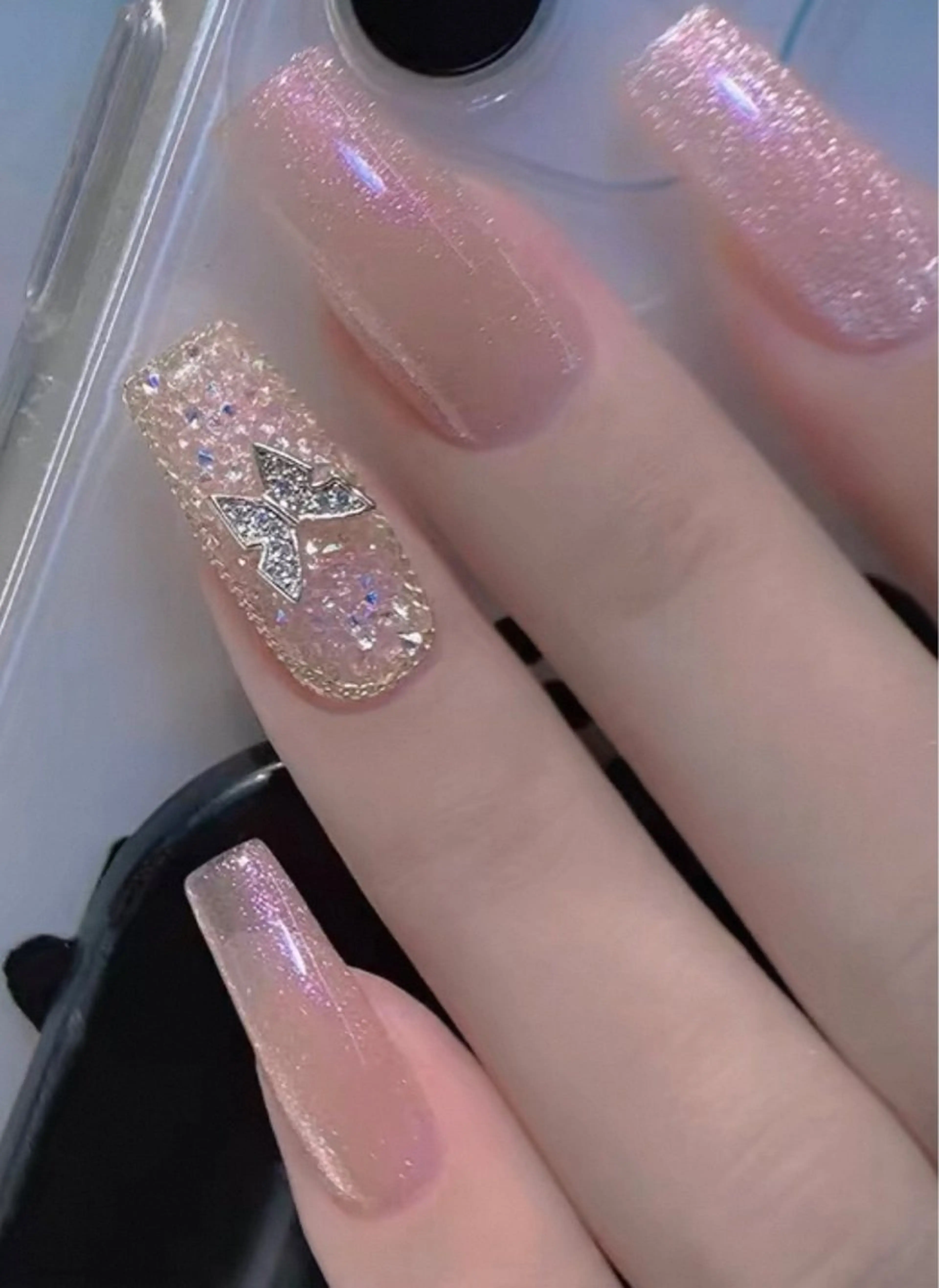 🎀🉐チッブ長さ出し+ 🎀🉐パーツ付け放題🎀🉐ワンホンネイル🎀🉐フラッシュネイルの写真