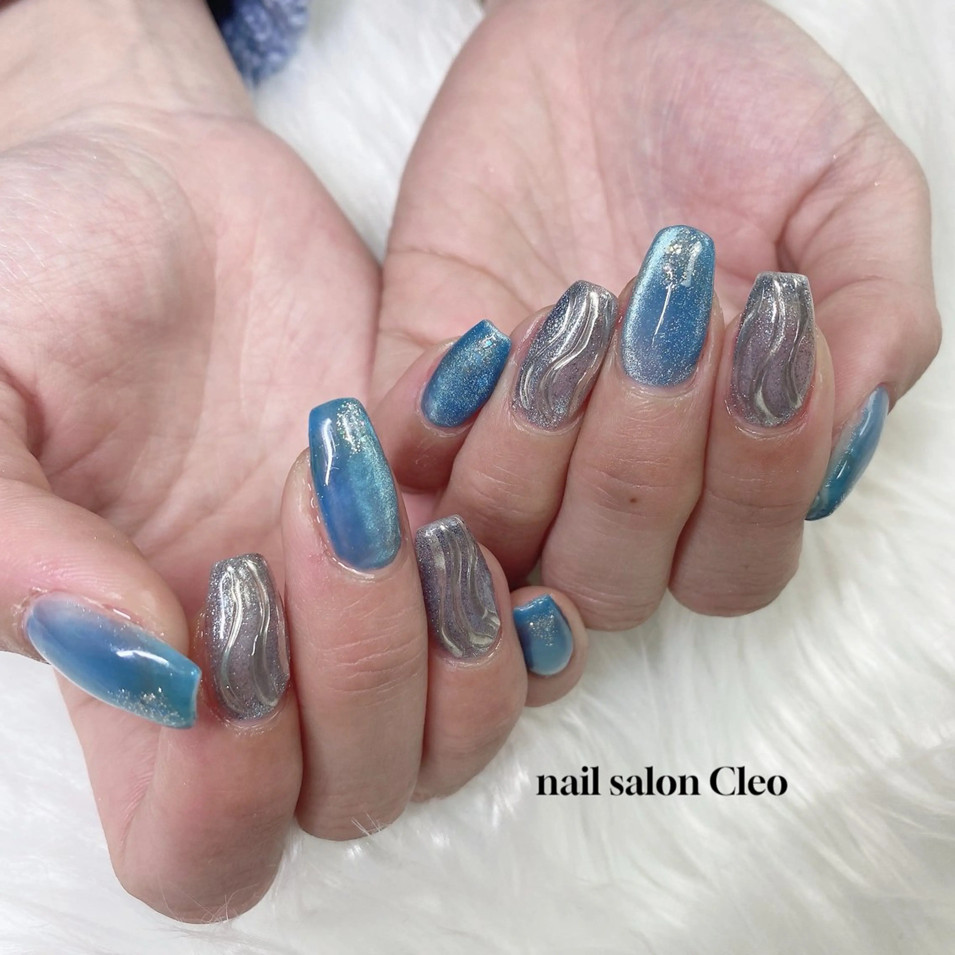 ネイル ブルー Cleo クレオのネイルデザイン