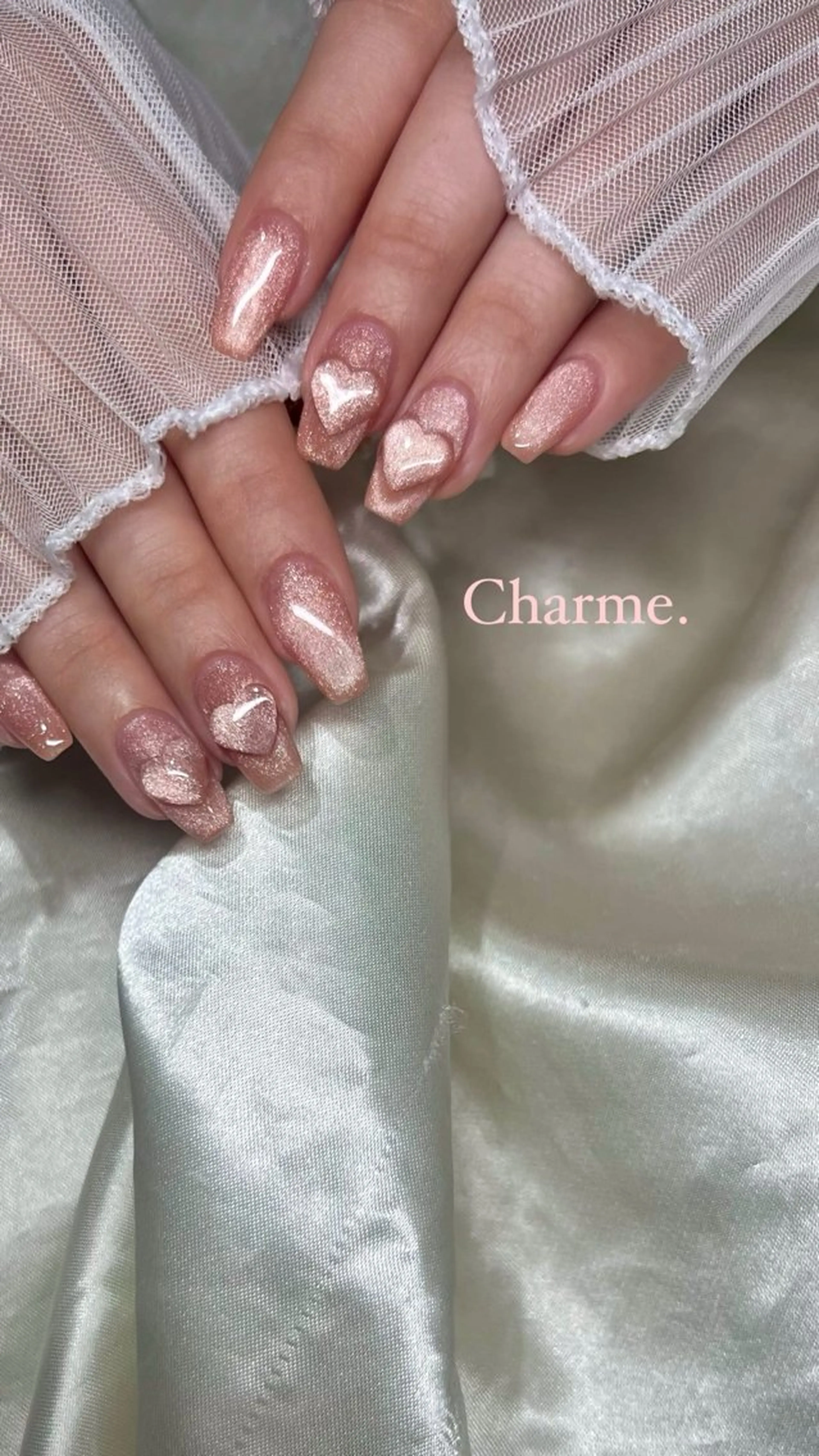 ネイル 持ち込み リボン ハンドネイル ハンドケア Charme. NOBUKOのネイルデザイン