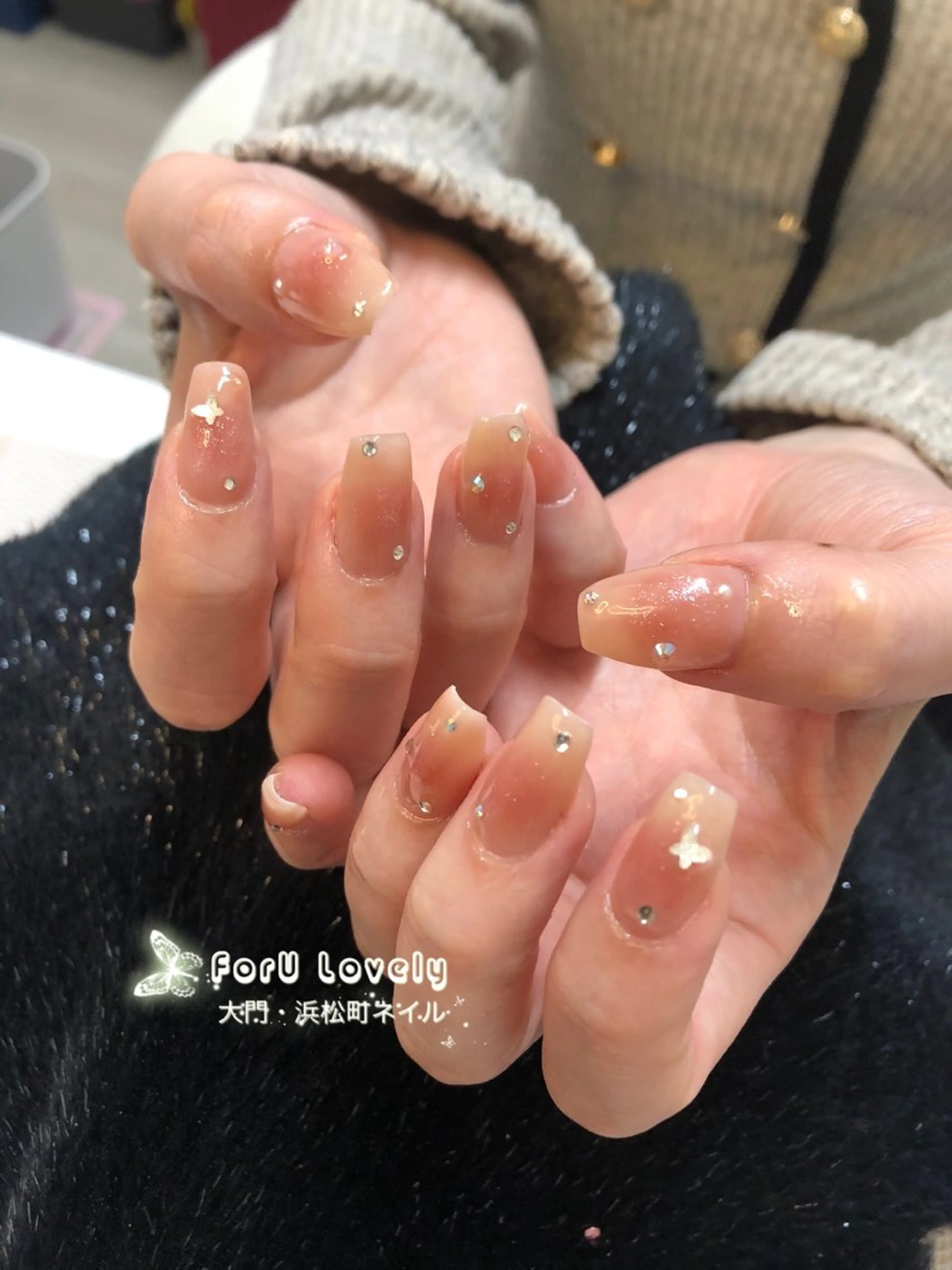 ネイル フレンチネイル ジェルネイル ガラスフレンチ ゴージャス グラデーション ハンドネイル ハンドケア 大門浜松町 ネイルのネイルデザイン