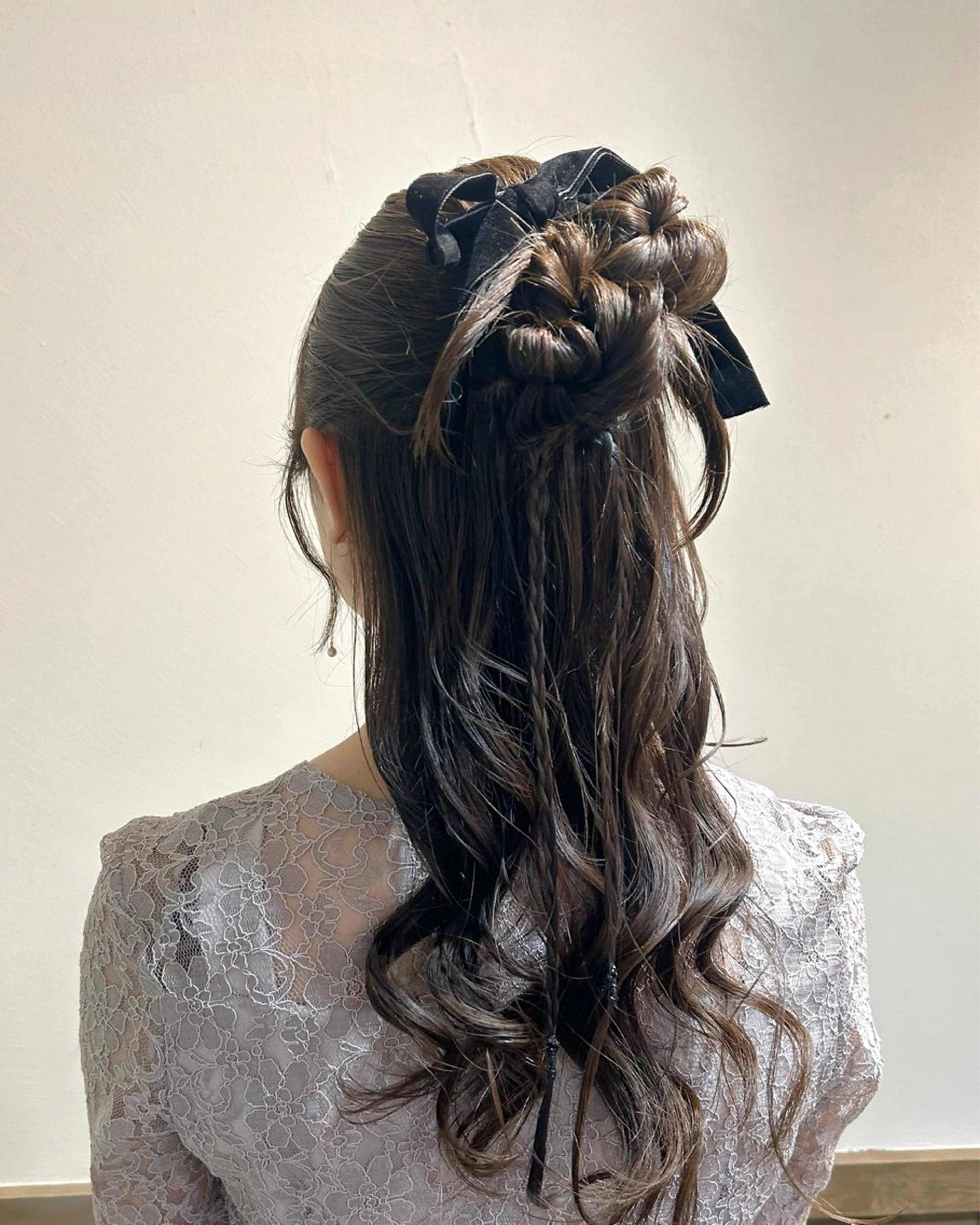 ミディアム ヘアアレンジ ハーフアップ ヘアセット アレンジ/新宿 透明感カラー/ヤノのヘアスタイル