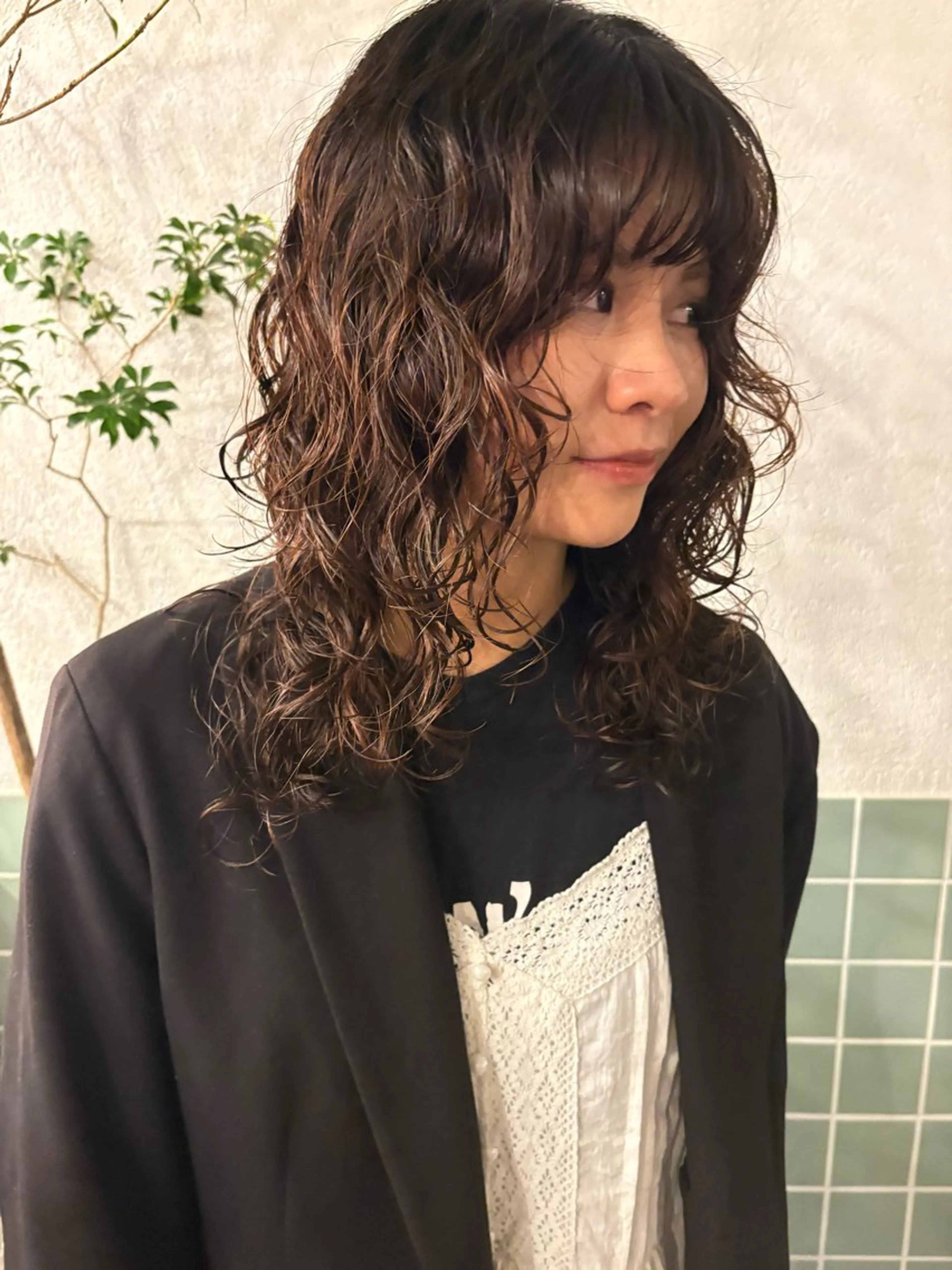 ロング パーマ カット パーマ かおん/パーマ \ウルフパーマのヘアスタイル