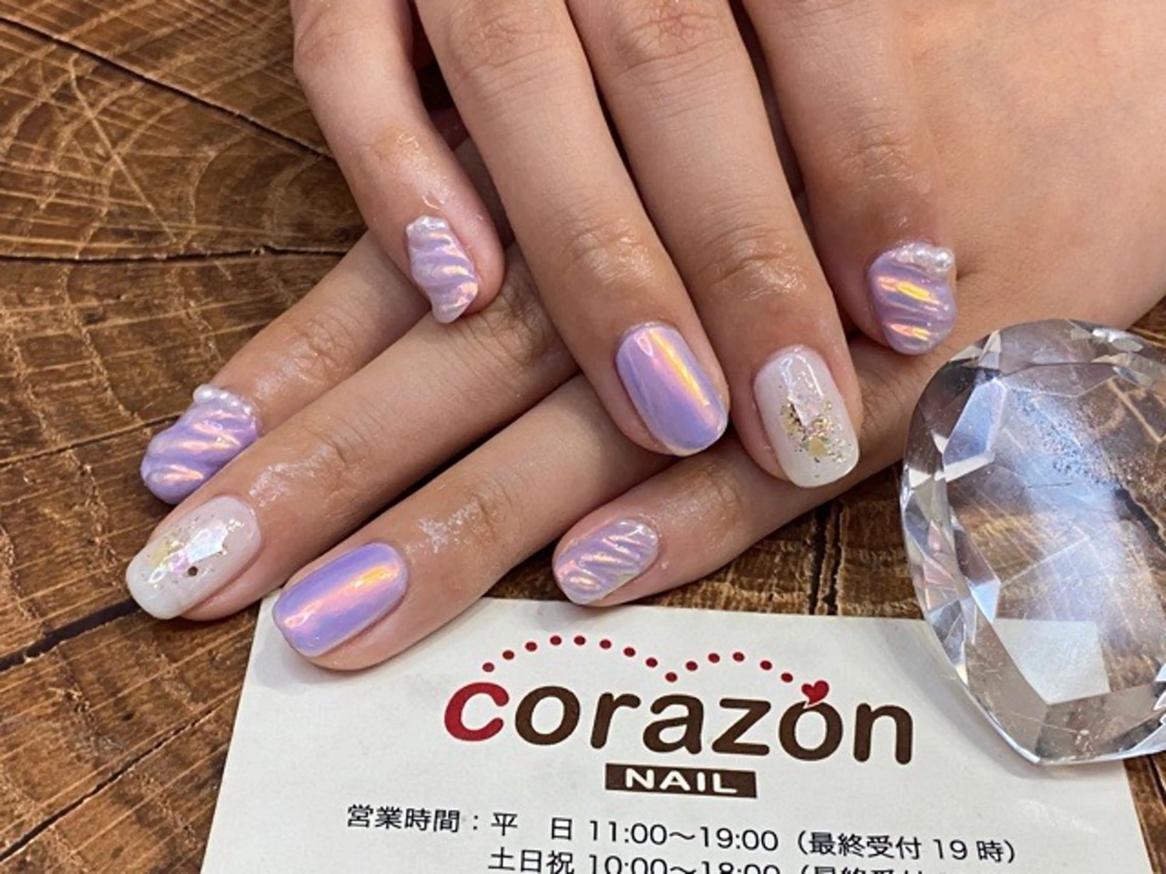 ネイル ミラーネイル パープル ホワイト corazon所属・ネイリスト aicoのネイルデザイン