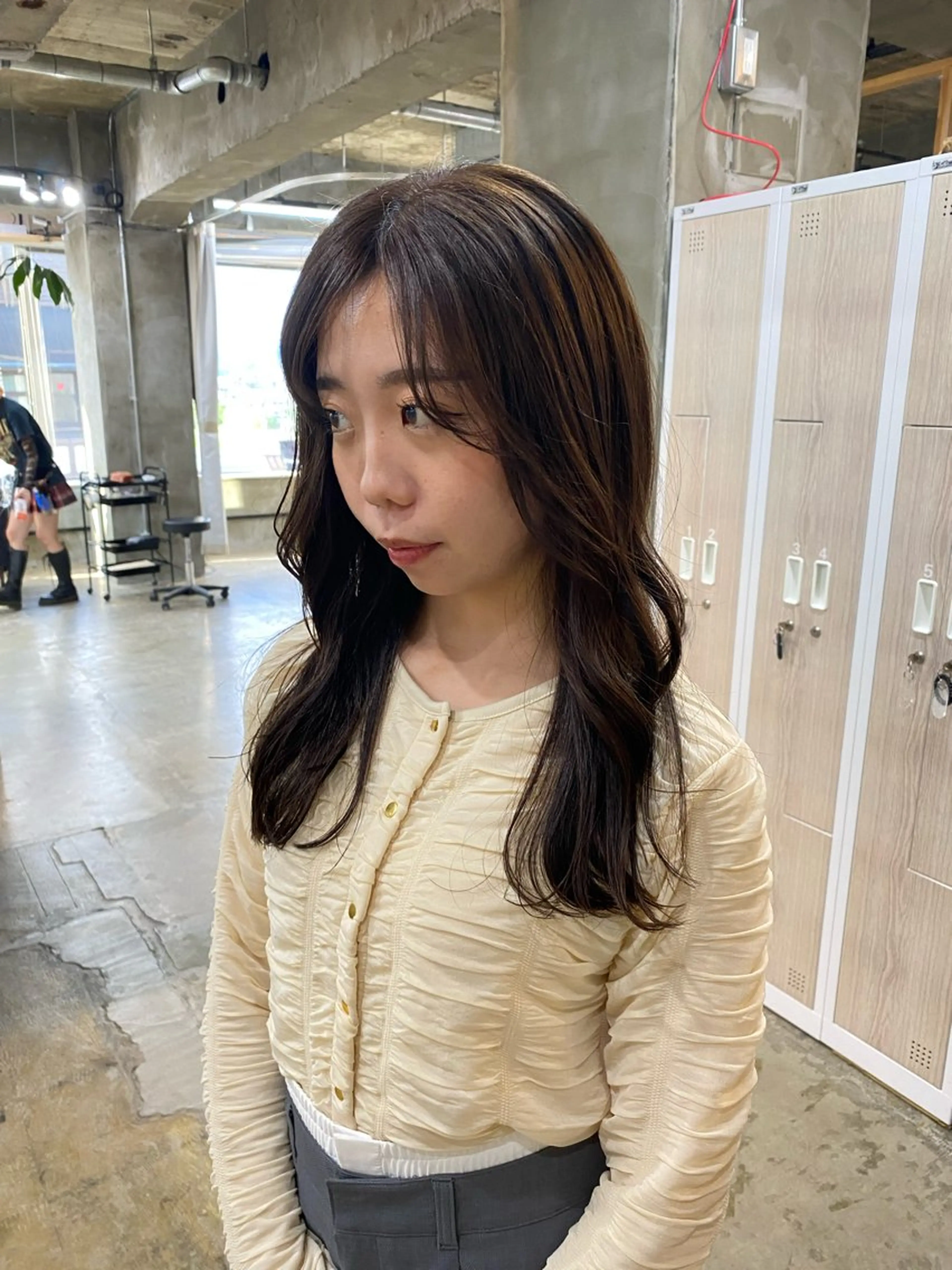 ロング カラー アッシュ ブラウンカラー オレンジ シミズ アスカのヘアスタイル