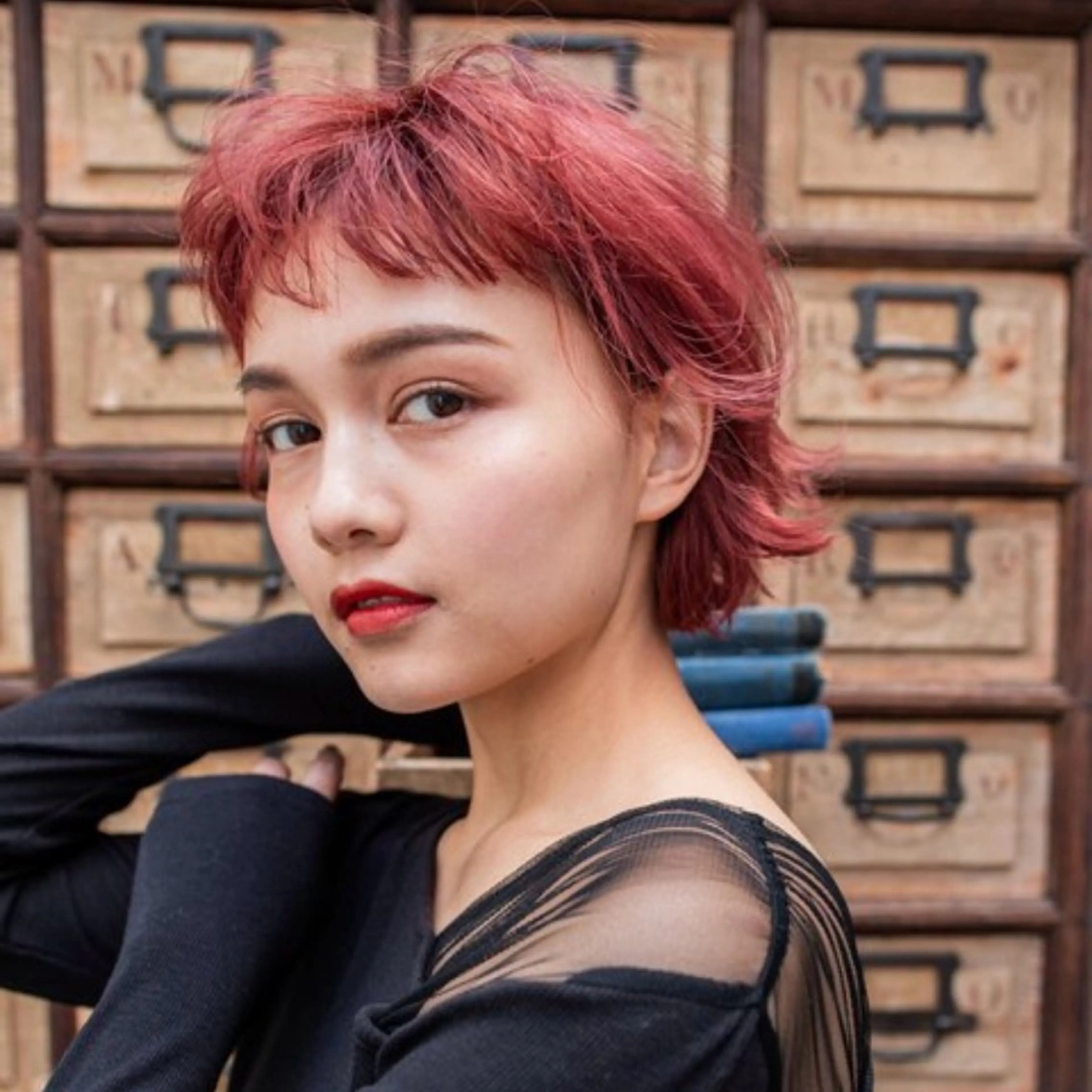 ミディアム カラー 似合わせショート/ ハイライト/我如古のヘアスタイル