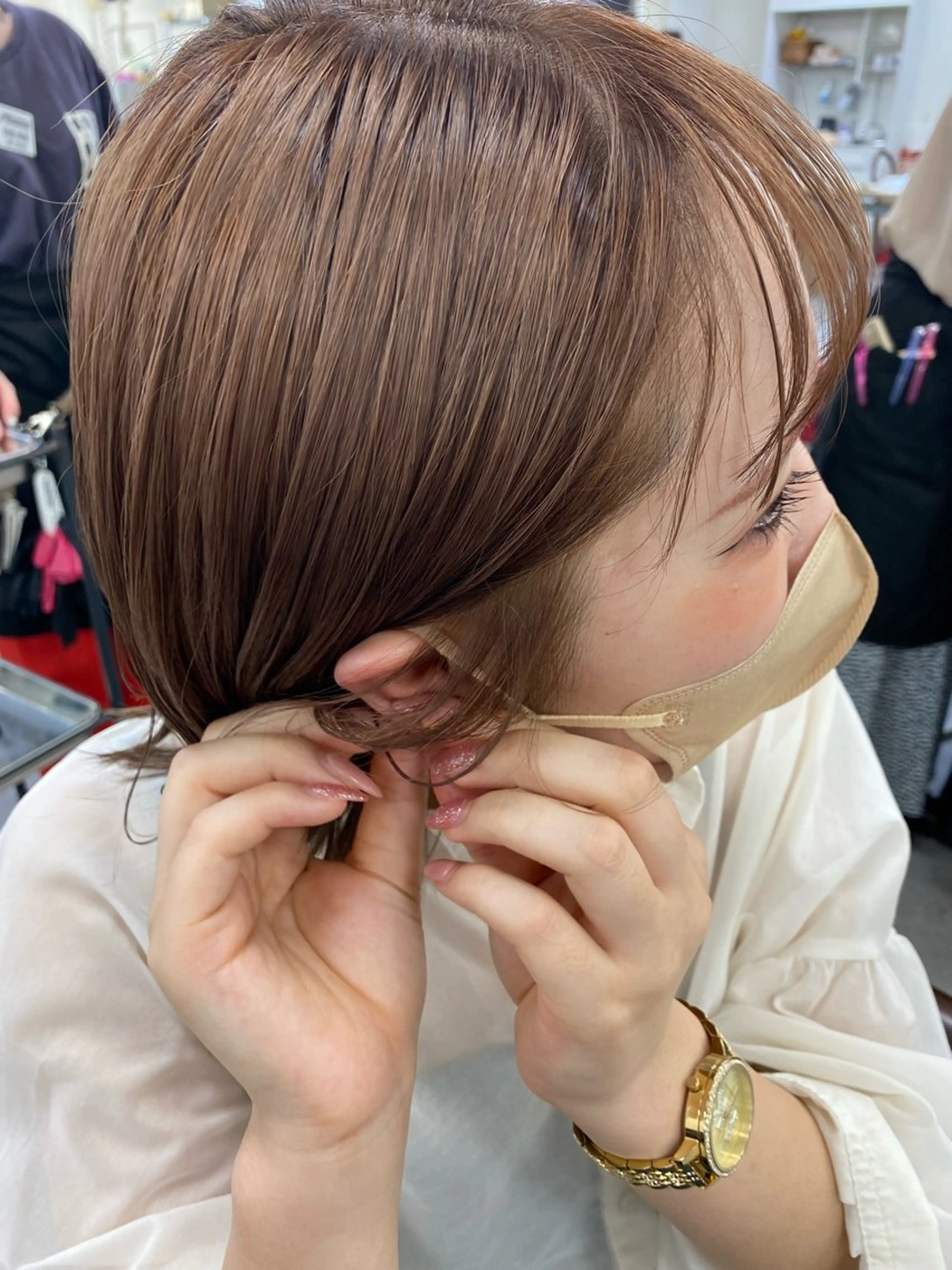 ミディアム カラー カット ヘアカラー 梅田/透明感カラー ボブレイヤーきょうかのヘアスタイル