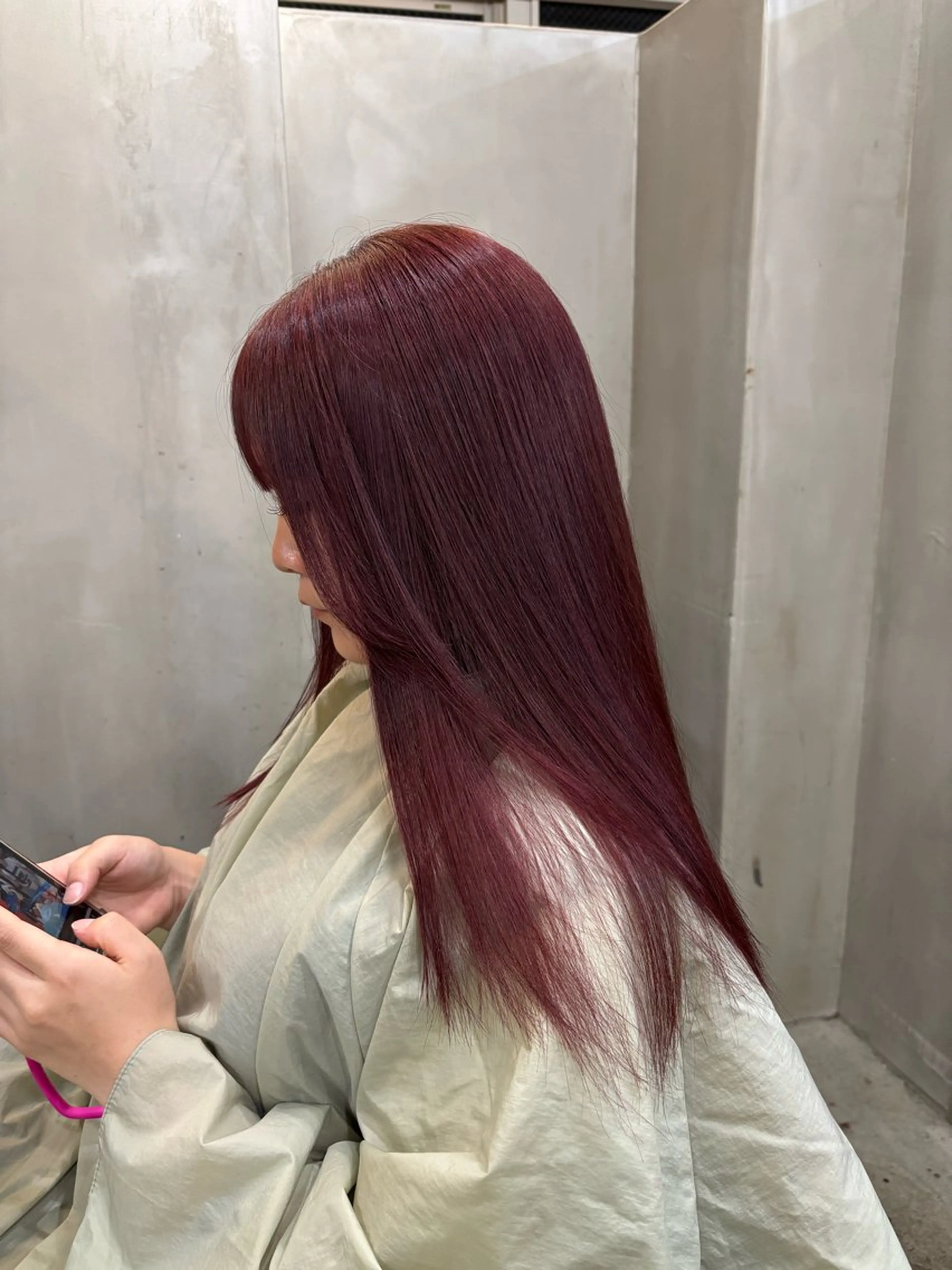 ロング カラー ブリーチ ダブルカラー ブリーチなしカラー レッドカラー ヘアカラー VOYAGE所属・中園 康のヘアスタイル