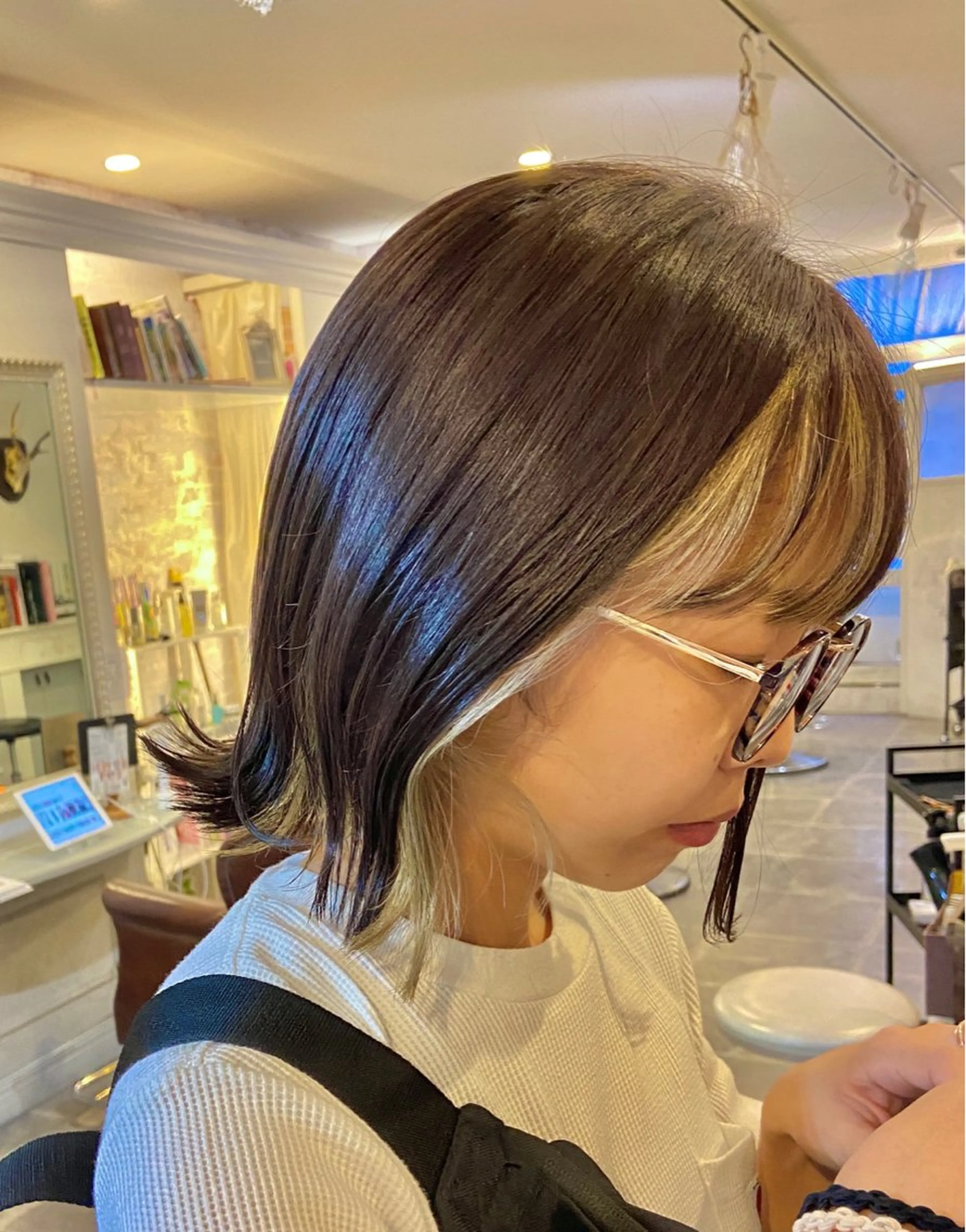 カラー ミストバング ベージュカラー  フェイスフレーミング Un  Seul所属・福嶋 愛のヘアスタイル
