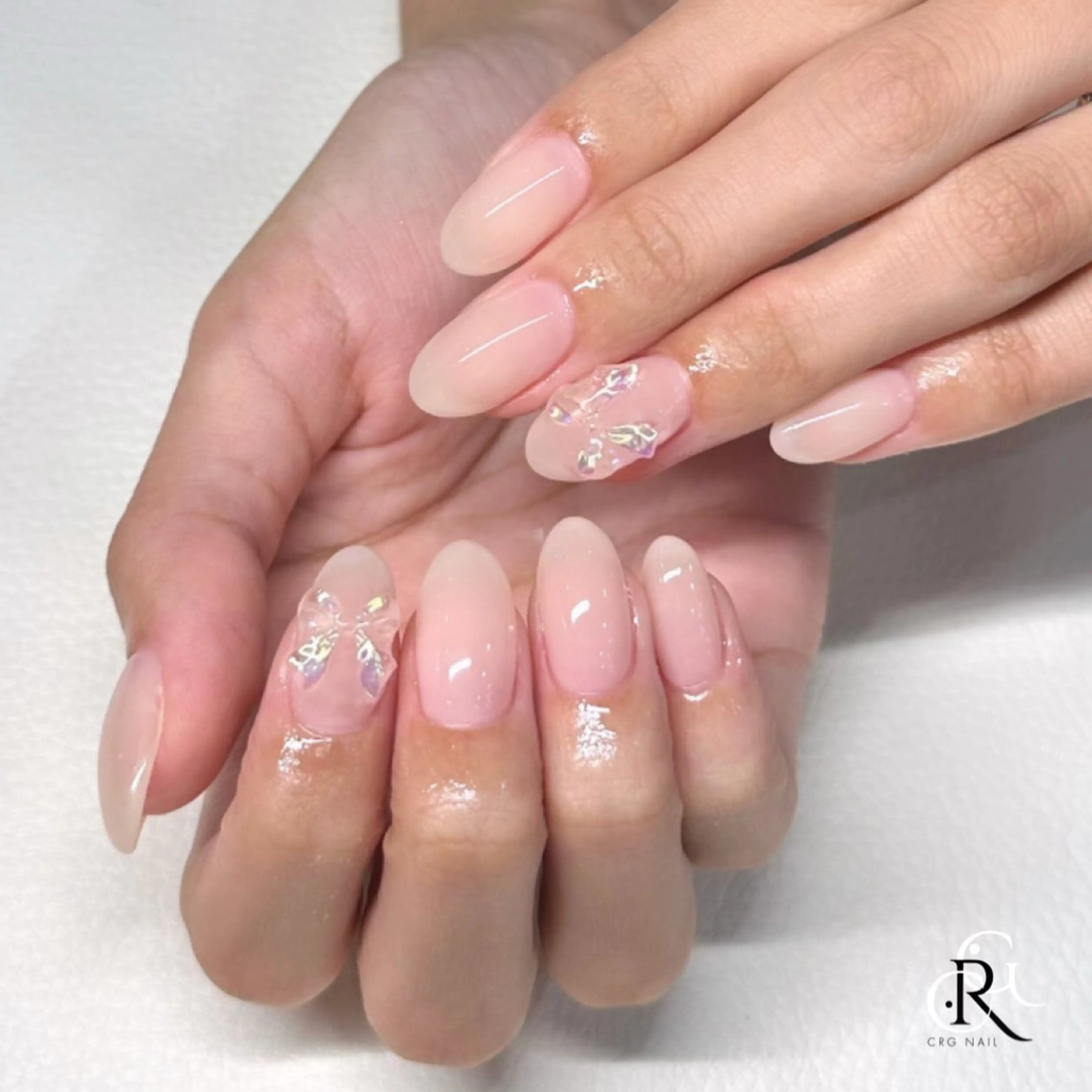 ネイル ワンカラーネイル リボン ハンドネイル 美フォルム✨ CRG　RURIのネイルデザイン